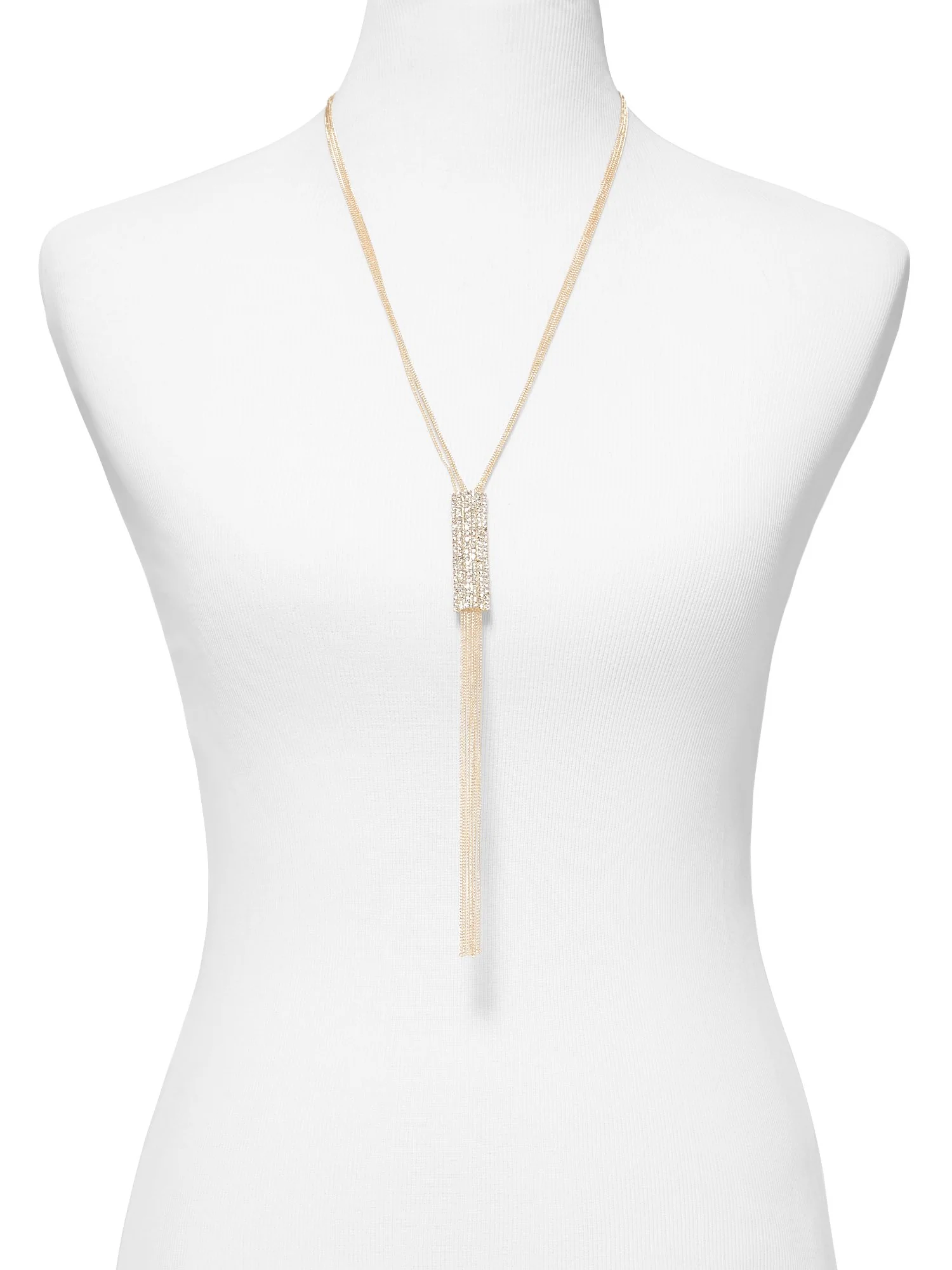 Sparkling Goldtone Y Necklace - Image 2