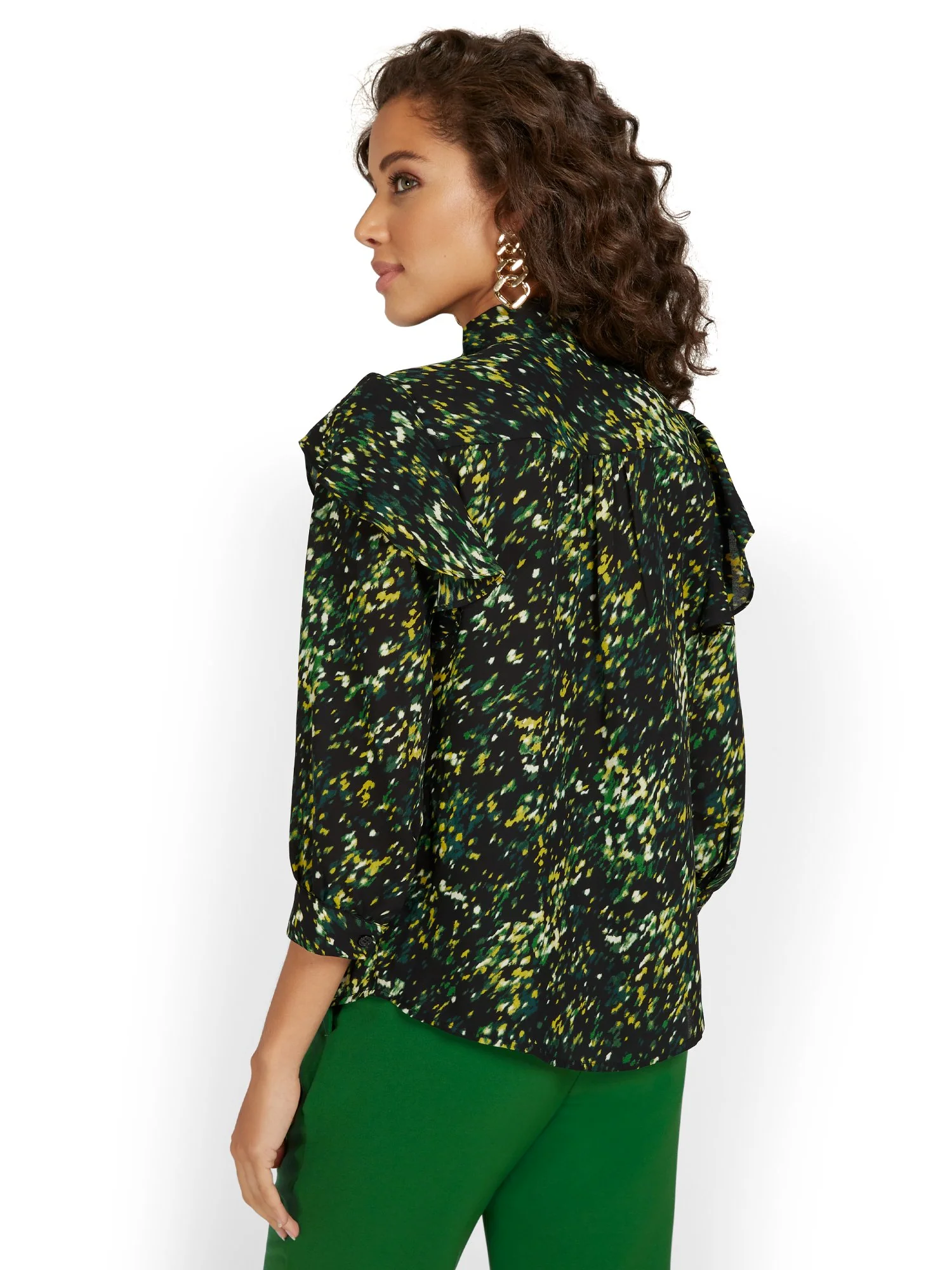 Speckle-Print Bow Blouse - Image 3