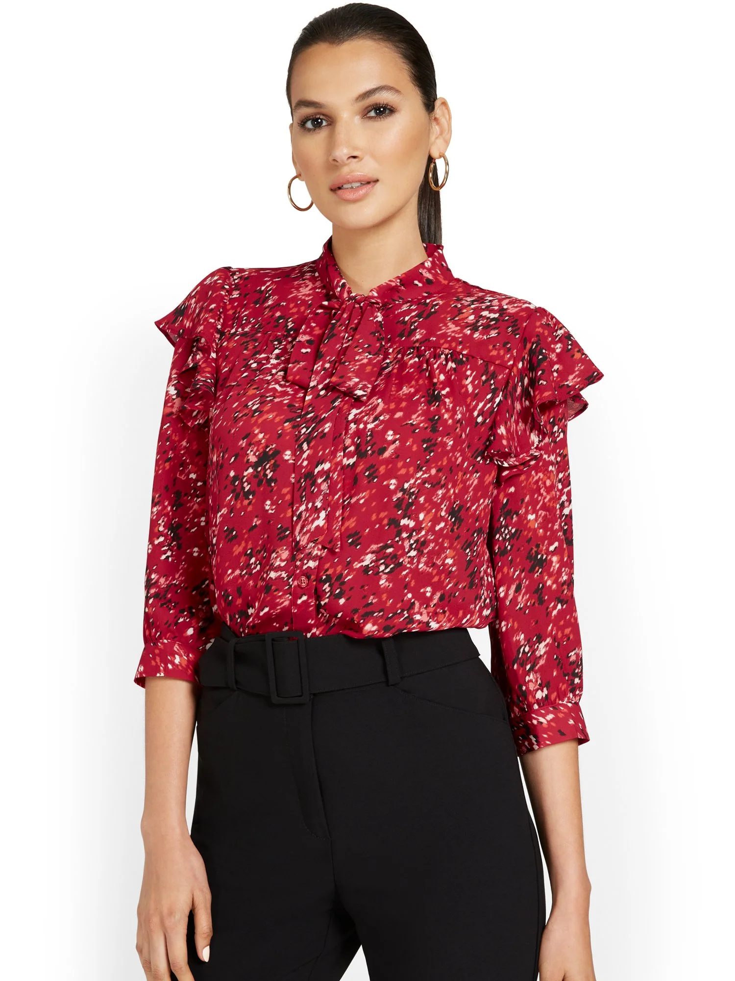 Speckle-Print Bow Blouse - Image 6