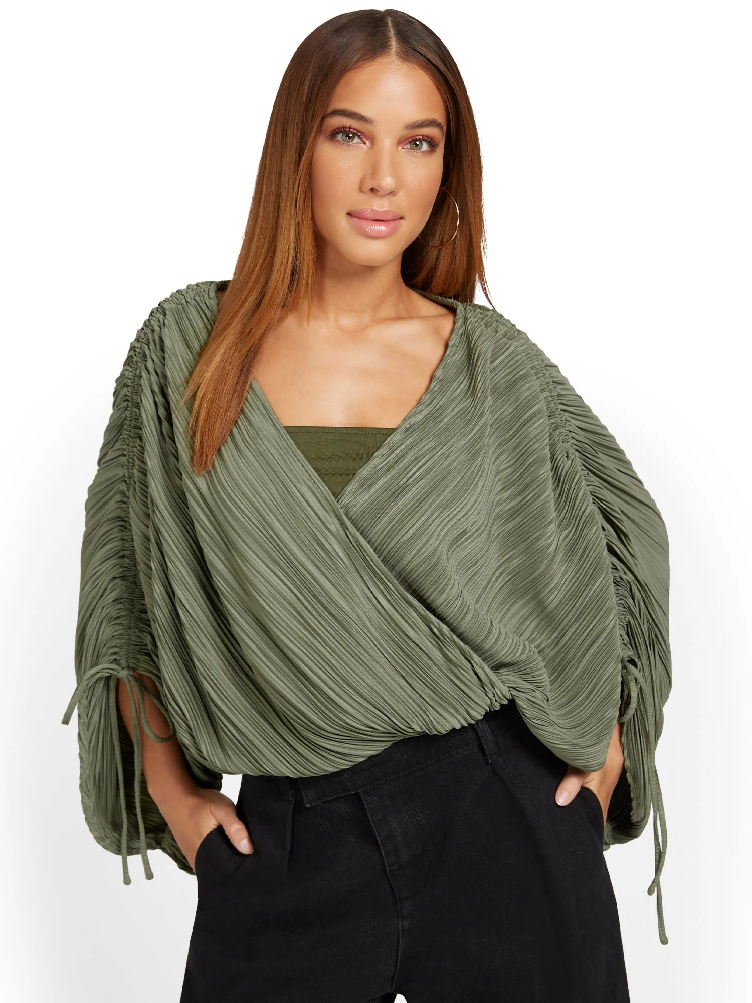 4Sienna Splice-Front Plisse Bodysuit - Brands We Love - Image 2