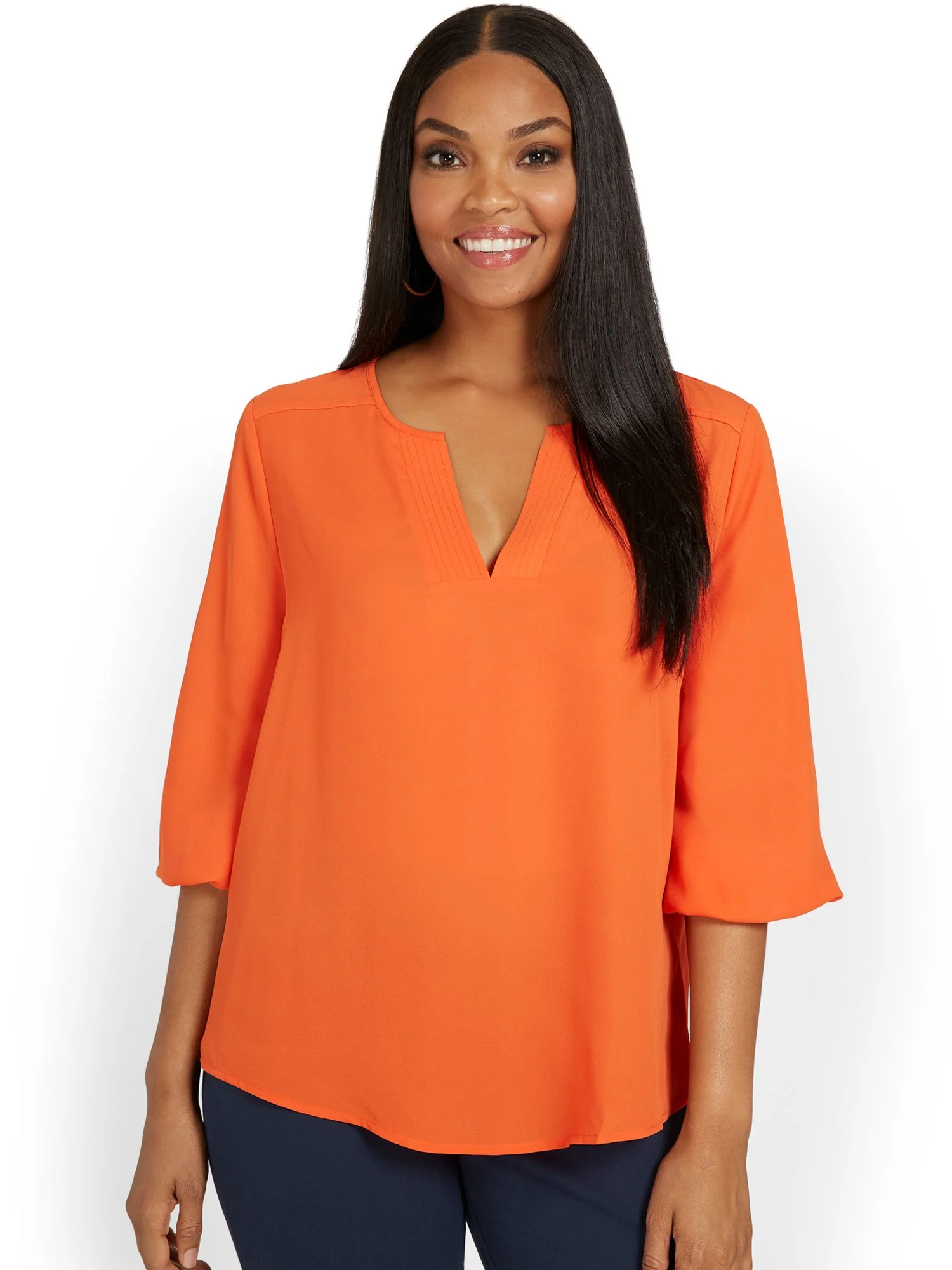Split-Neck 3/4-Sleeve Blouse - Image 14