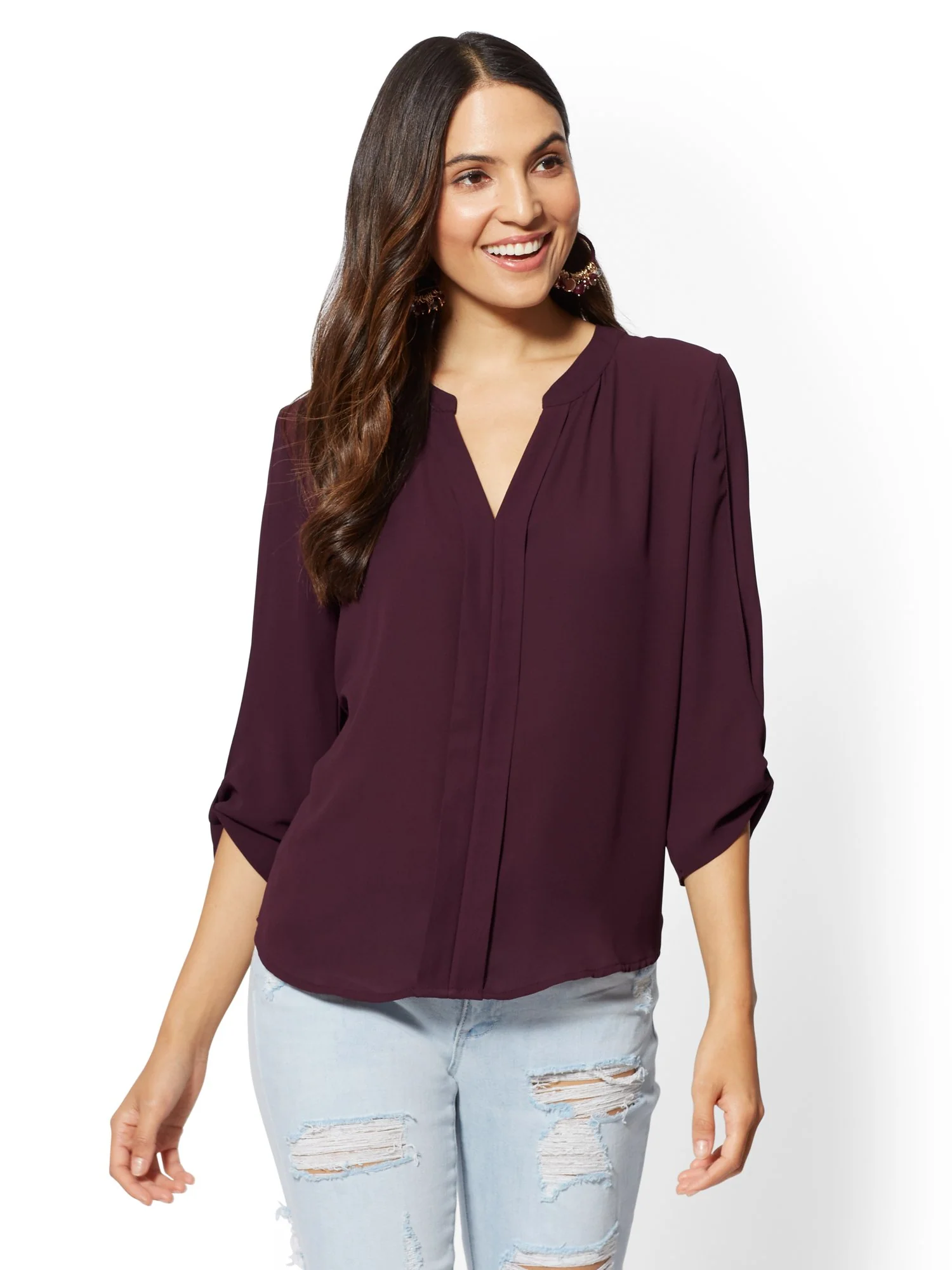Split-Neck Blouse - Soho Soft Shirt - Image 2