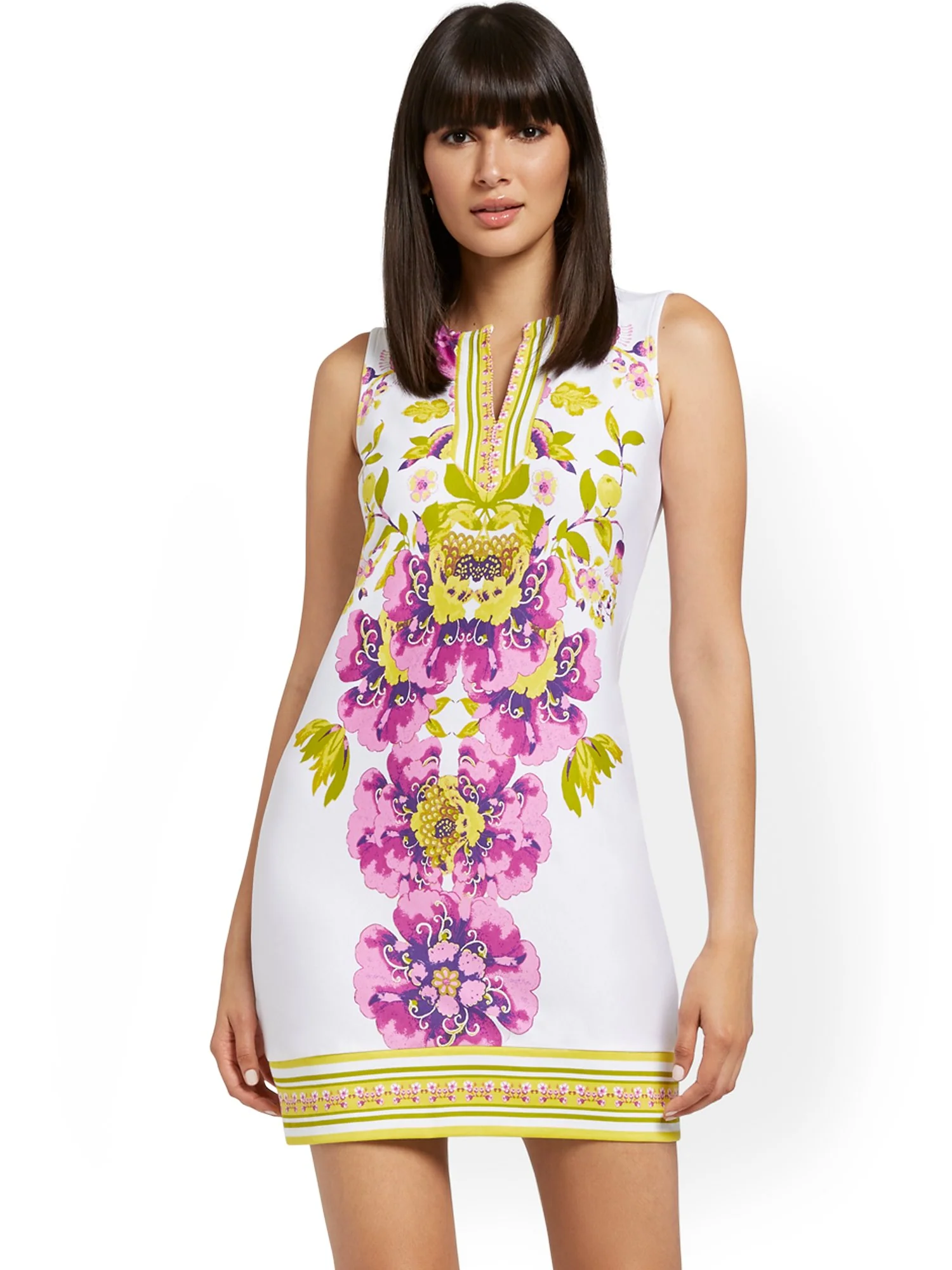 Split-Neck Cotton Shift Dress - Image 2