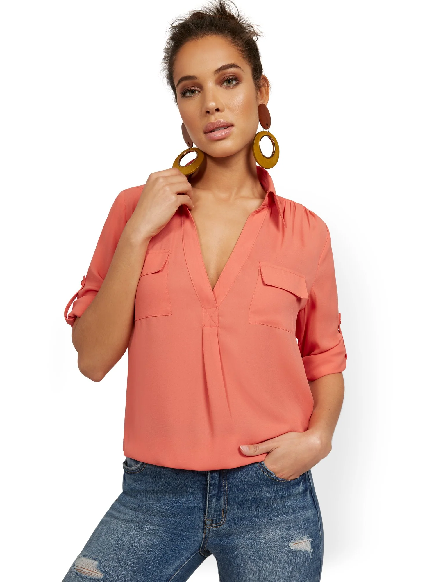 Split-Neck Double Pocket Top - Image 10