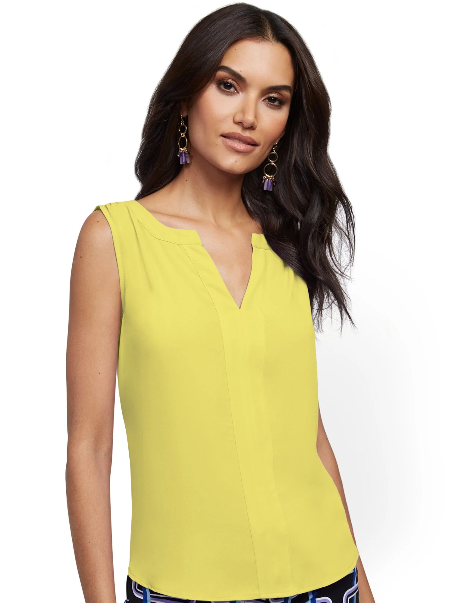 Split-Neck Sleeveless Top - Image 21