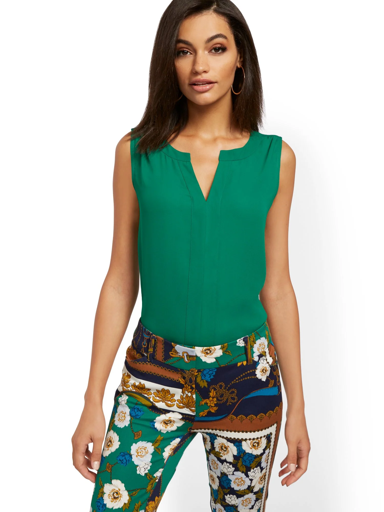 Split-Neck Sleeveless Top - Image 25