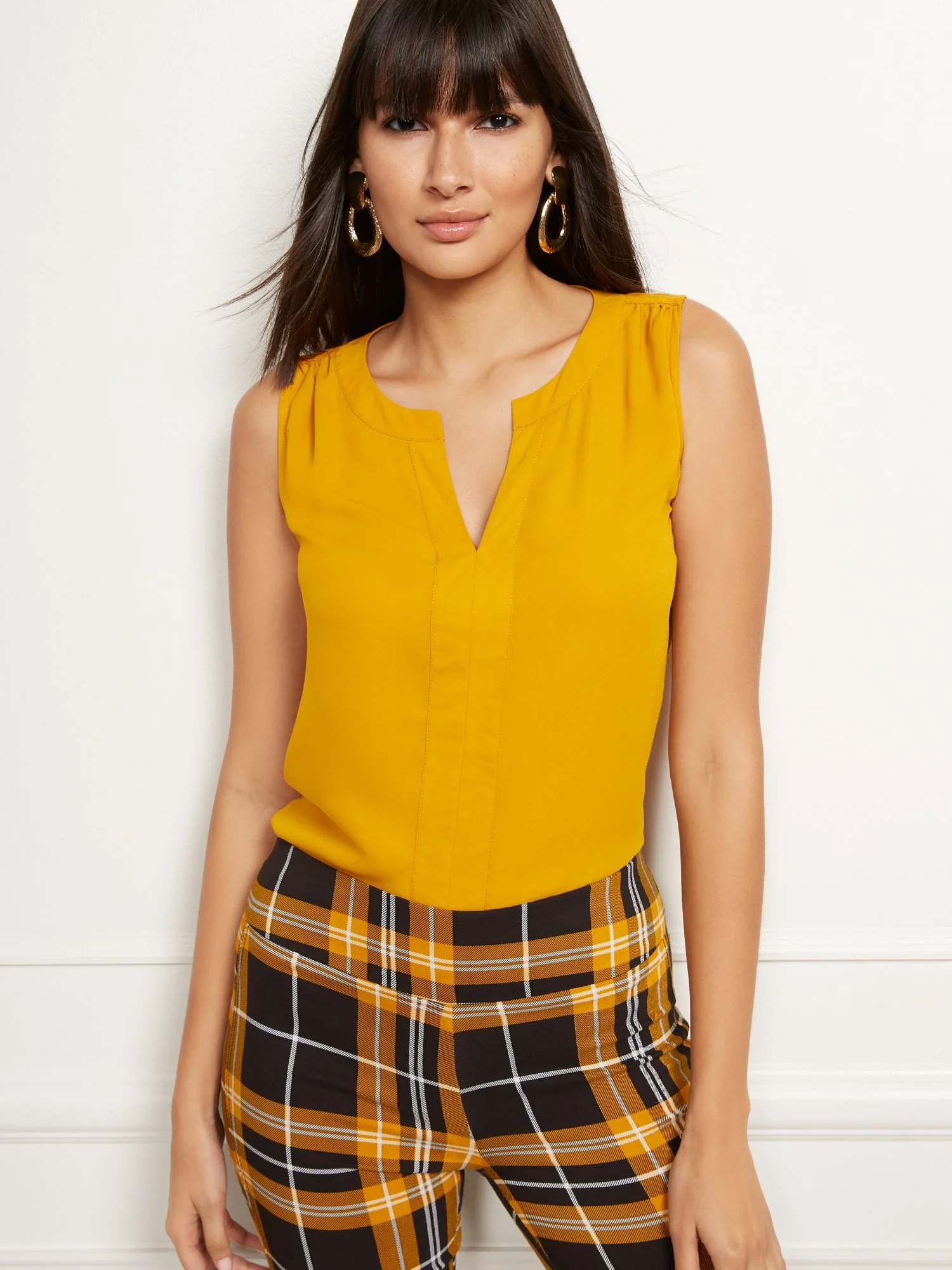 Split-Neck Sleeveless Top - Image 31