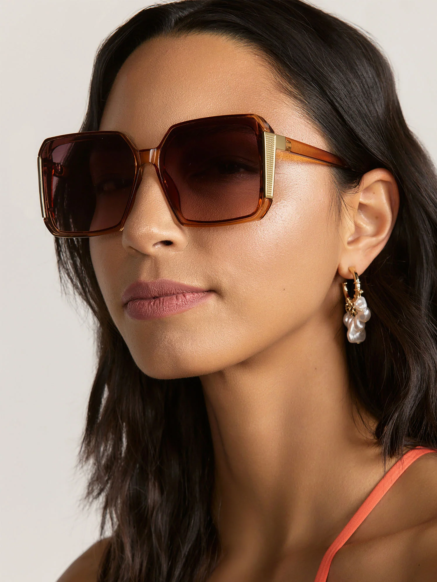 Square Gold Trim Sunglasses