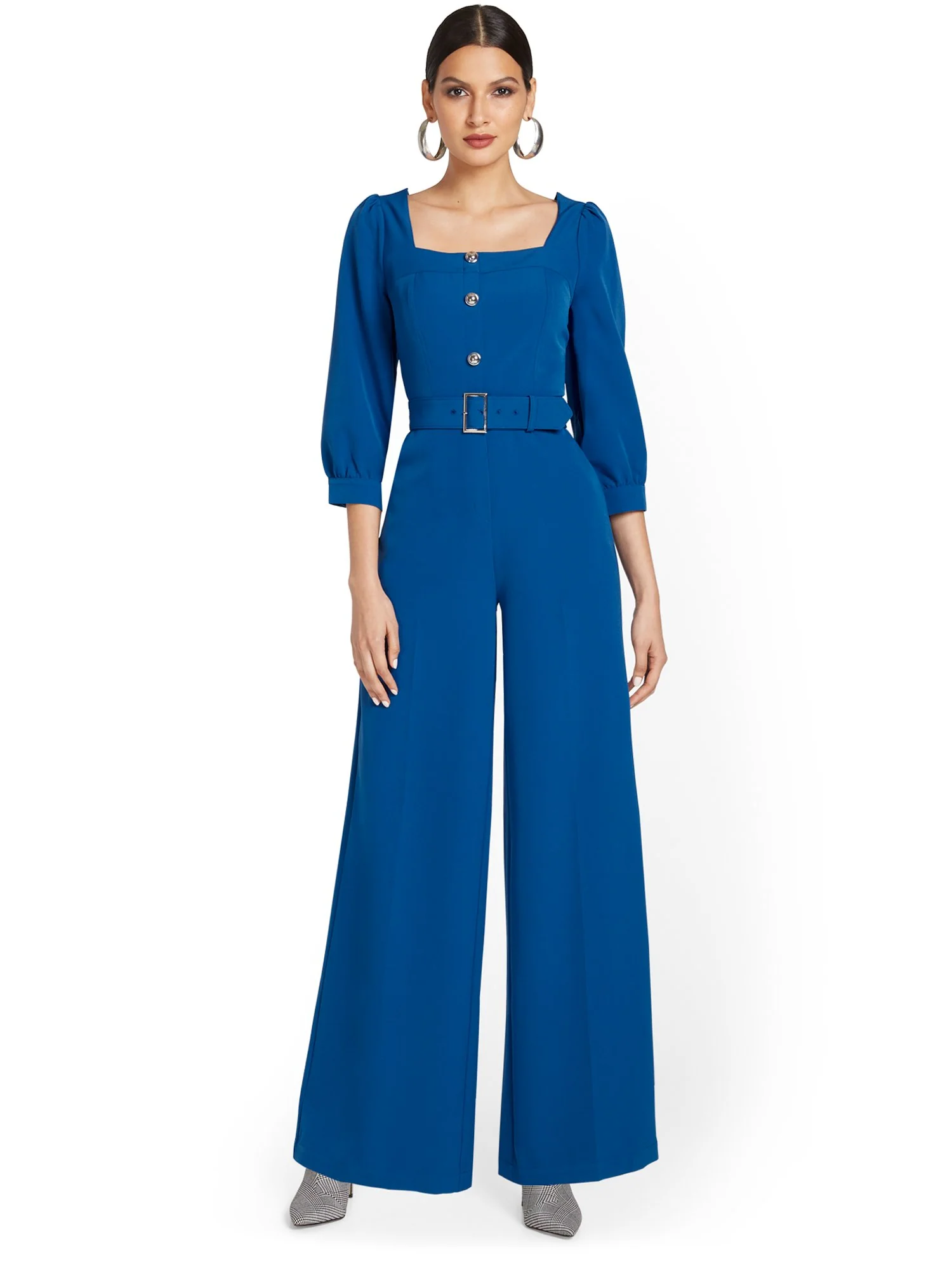 Square-Neck Belted Jumpsuit - Image 2