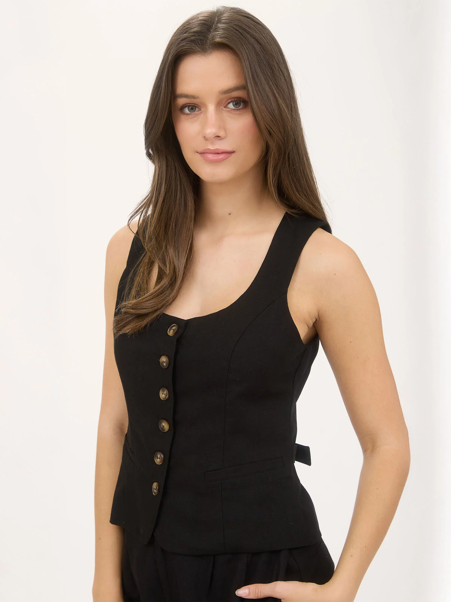 Square Neck Line Linen Vest - Image 6
