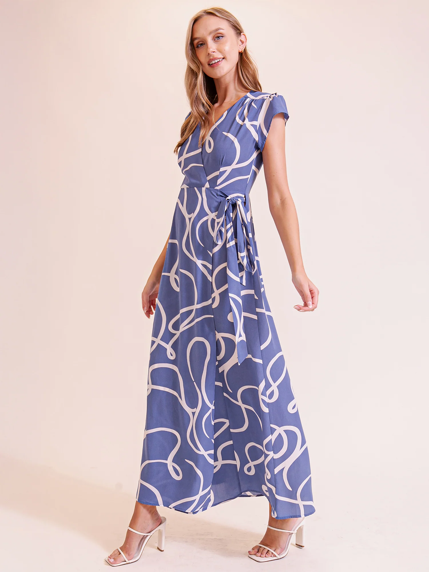 Abstract Wrap Maxi Dress - Image 14