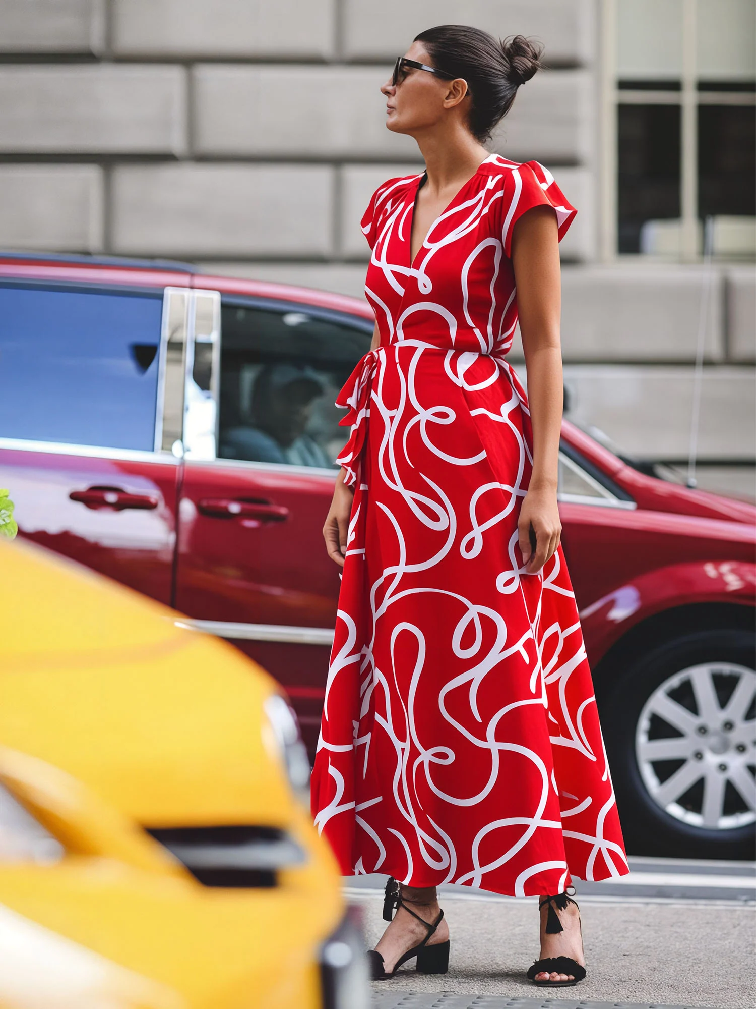 Abstract Wrap Maxi Dress - Image 6