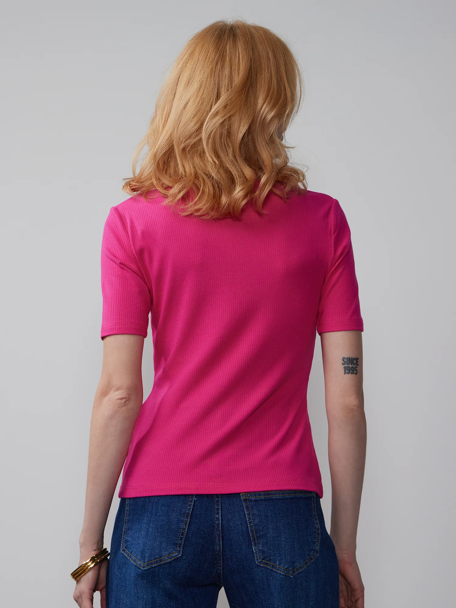 Short Sleeve Ribbed Henley Top - Image 3