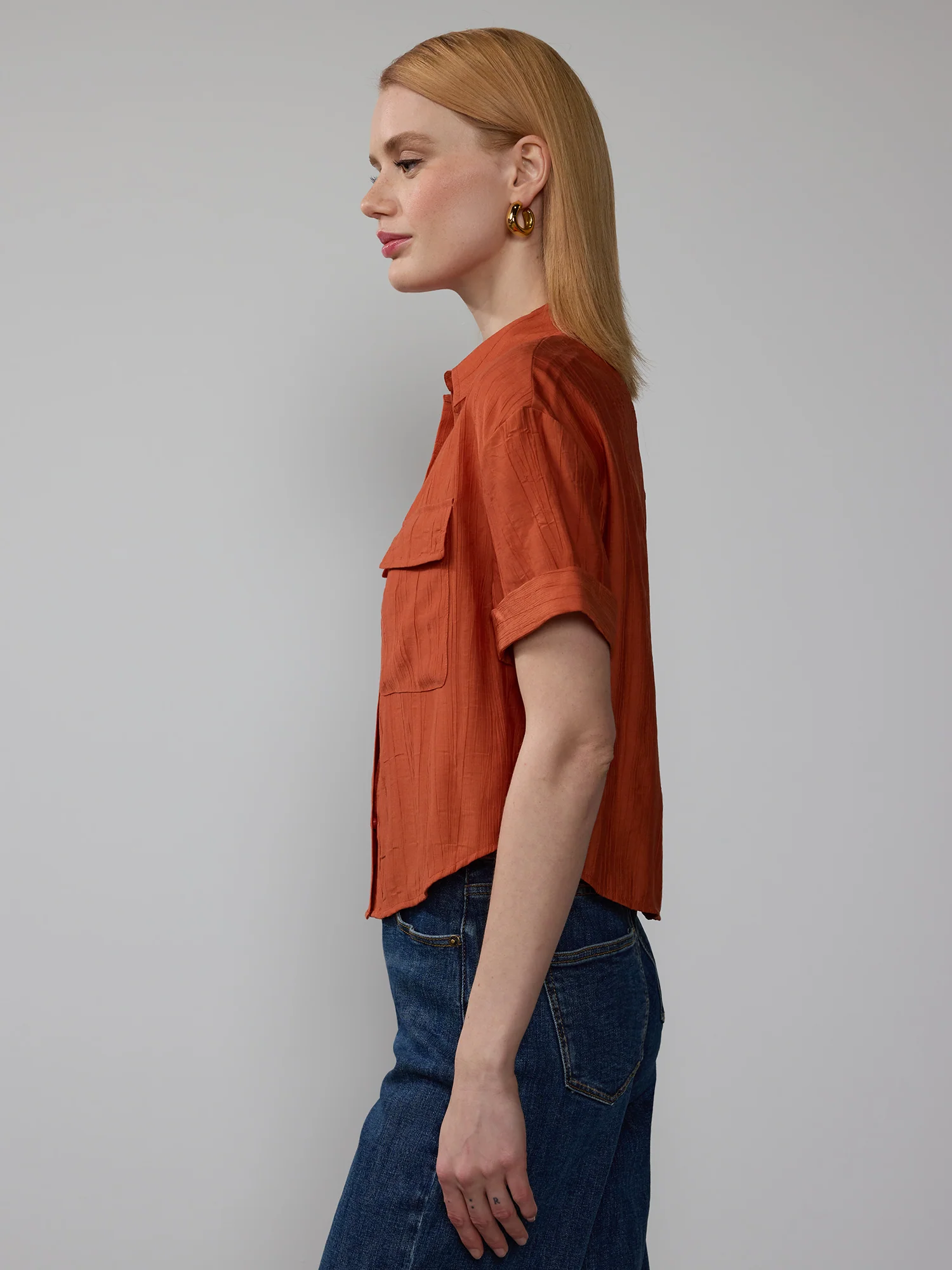 Crinkle Two Pocket Button Down Shirt - Image 6