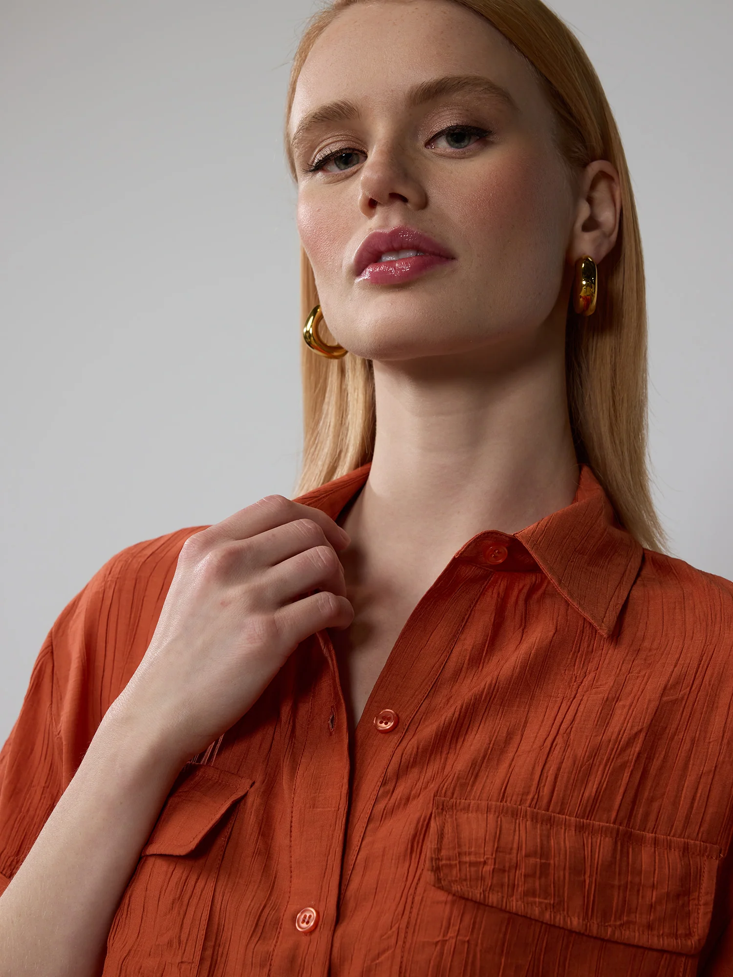 Crinkle Two Pocket Button Down Shirt - Image 8