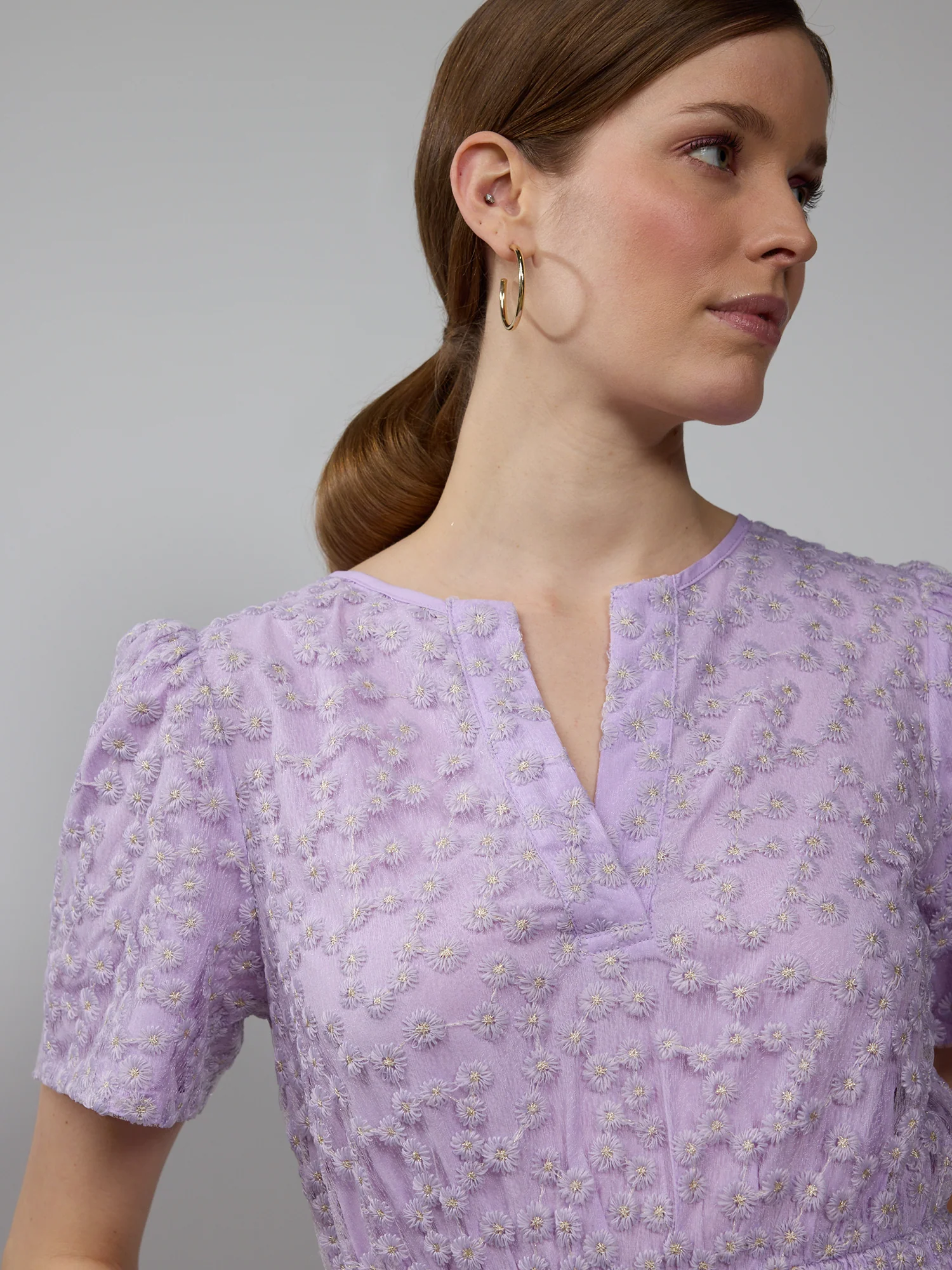 Embroidered Floral Smock Waist Ruffle Hem Mini Dress - Image 4
