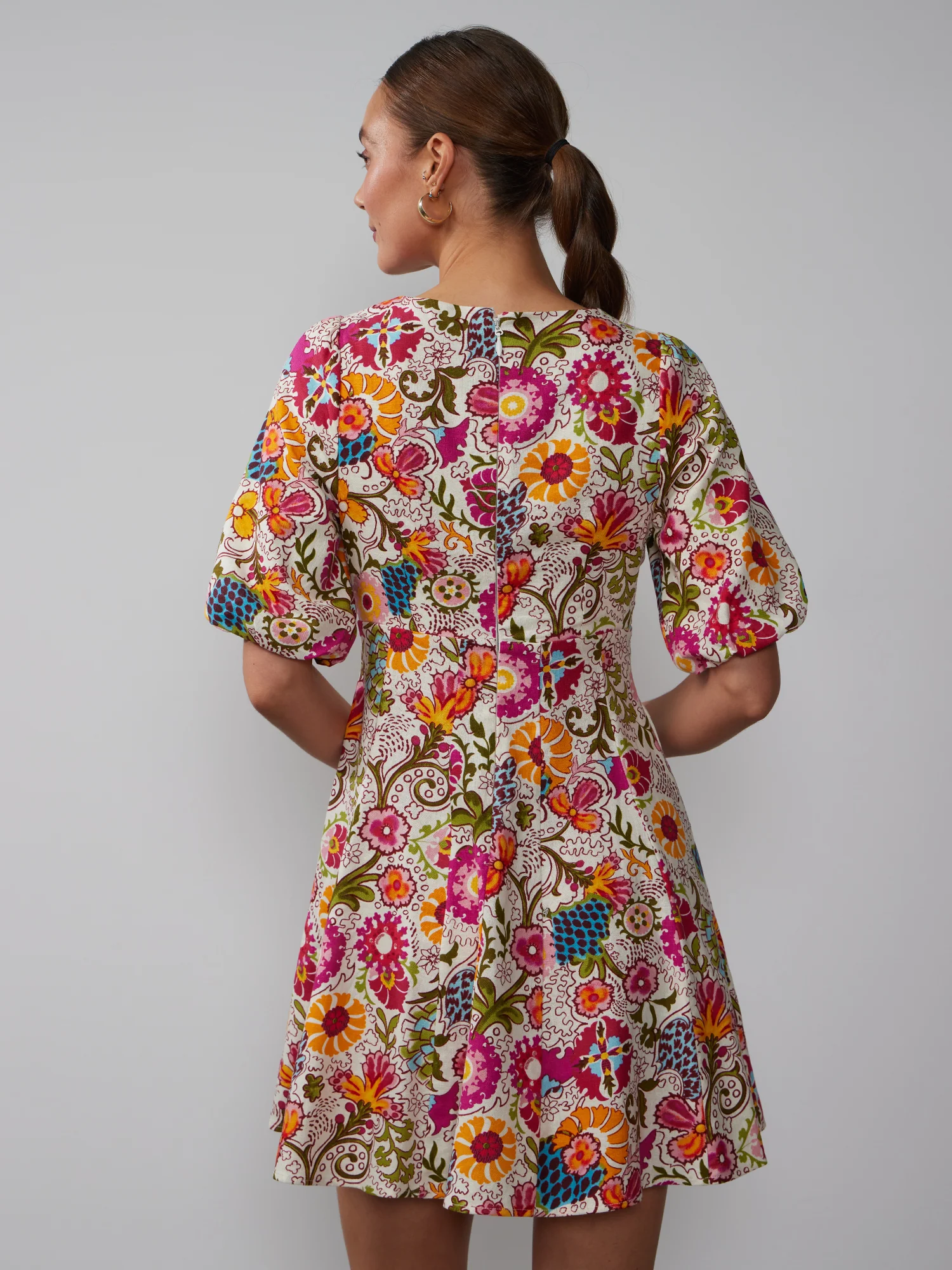 Floral Seamed Fit and Flare Dress - Image 3
