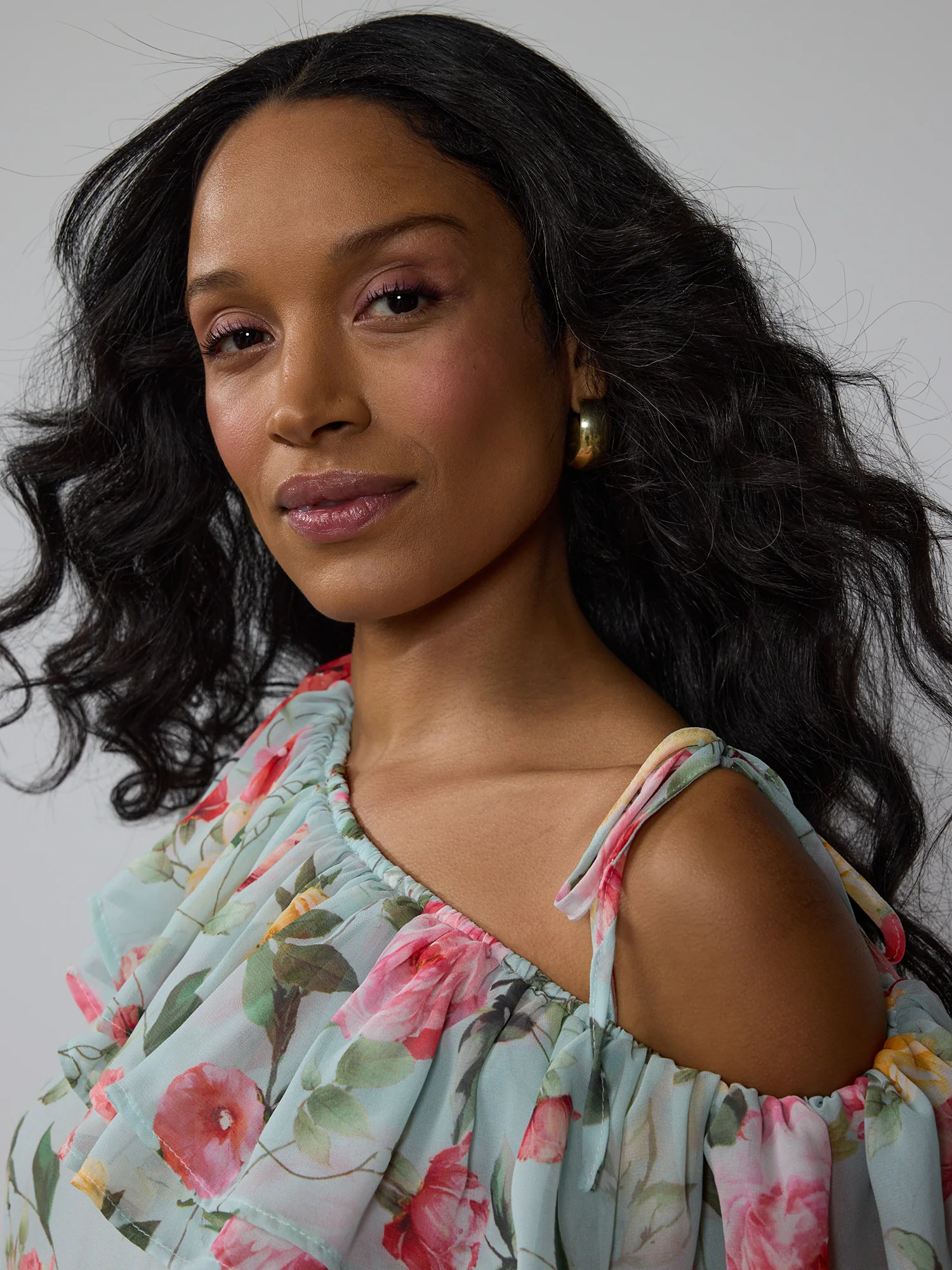 Tiered Ruffle Floral One Shoulder Blouse - Image 4