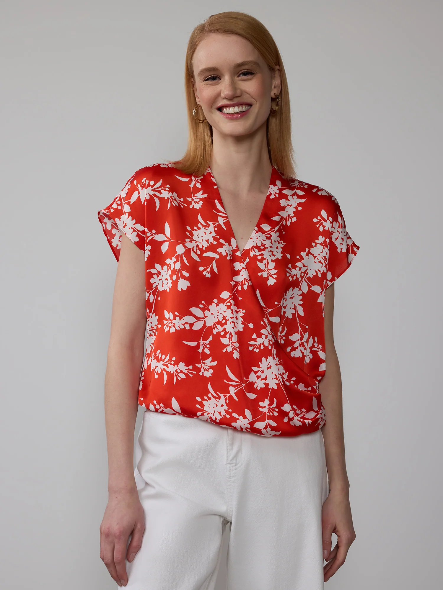 Floral Surplice Neck Blouse - Image 5