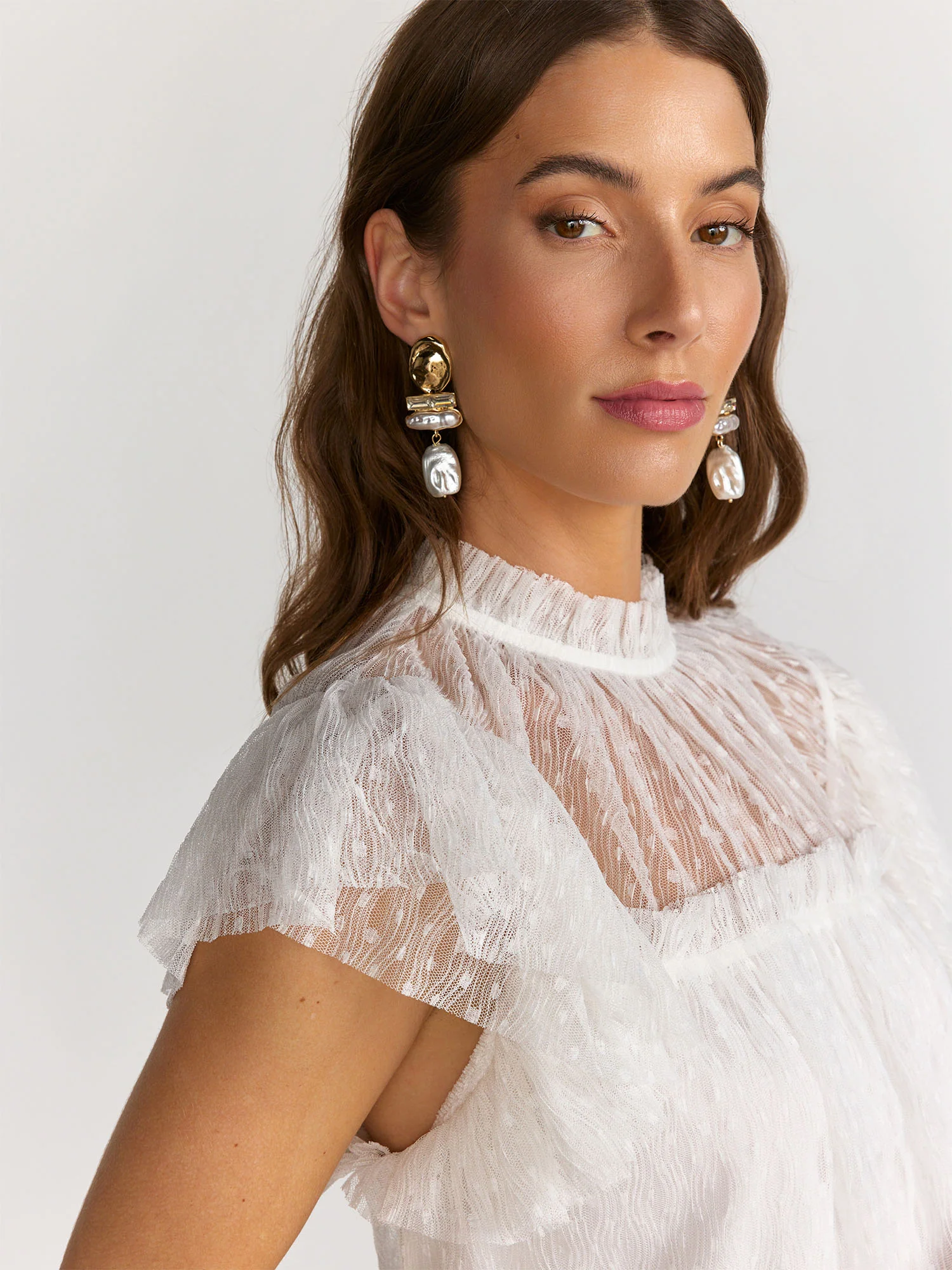 Flying Tomato Flutter Sleeve Mesh Dot Blouse - Brands We Love - Image 2