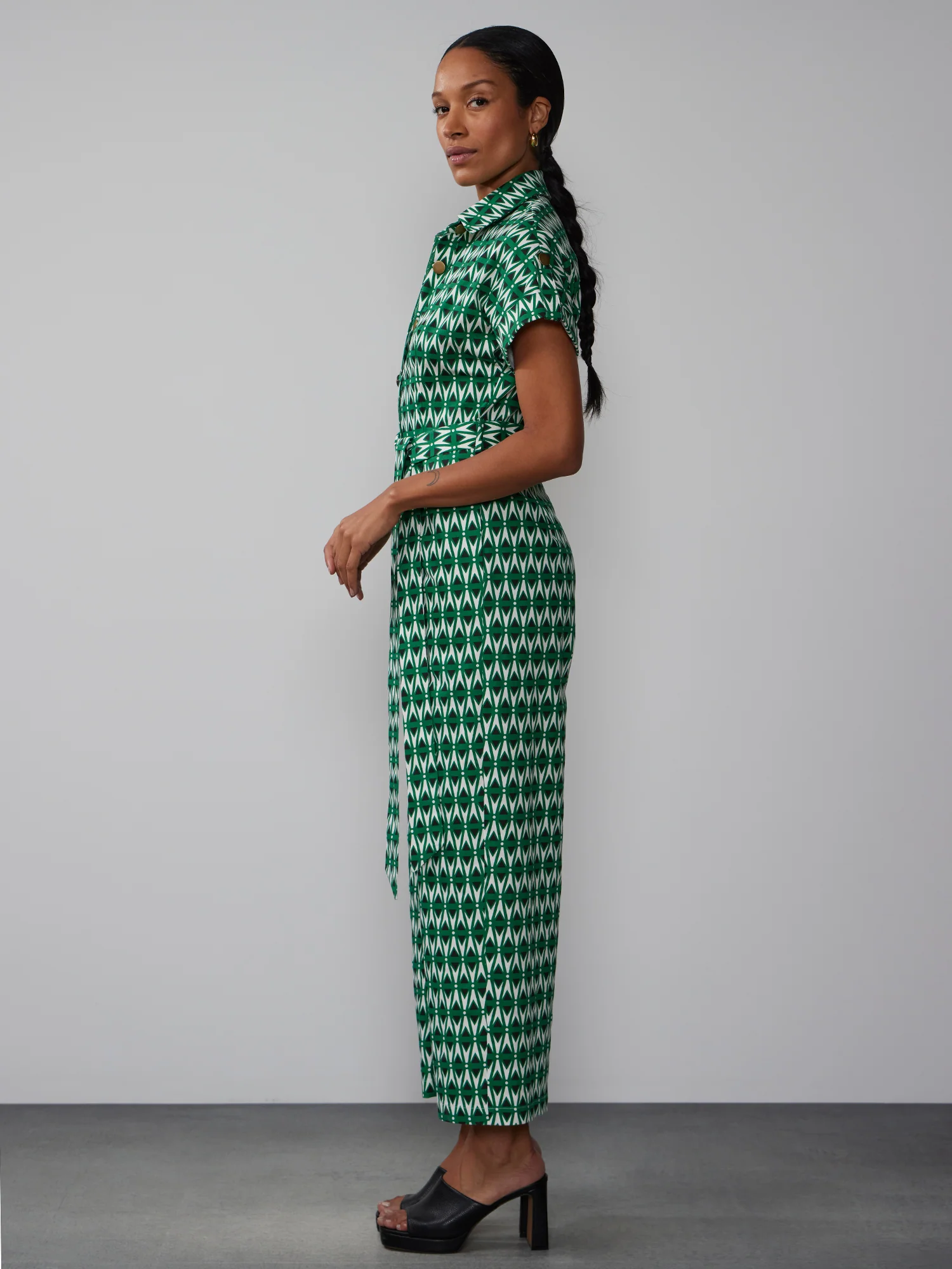 Short Sleeve Geo Print Jumpsuit - Image 2