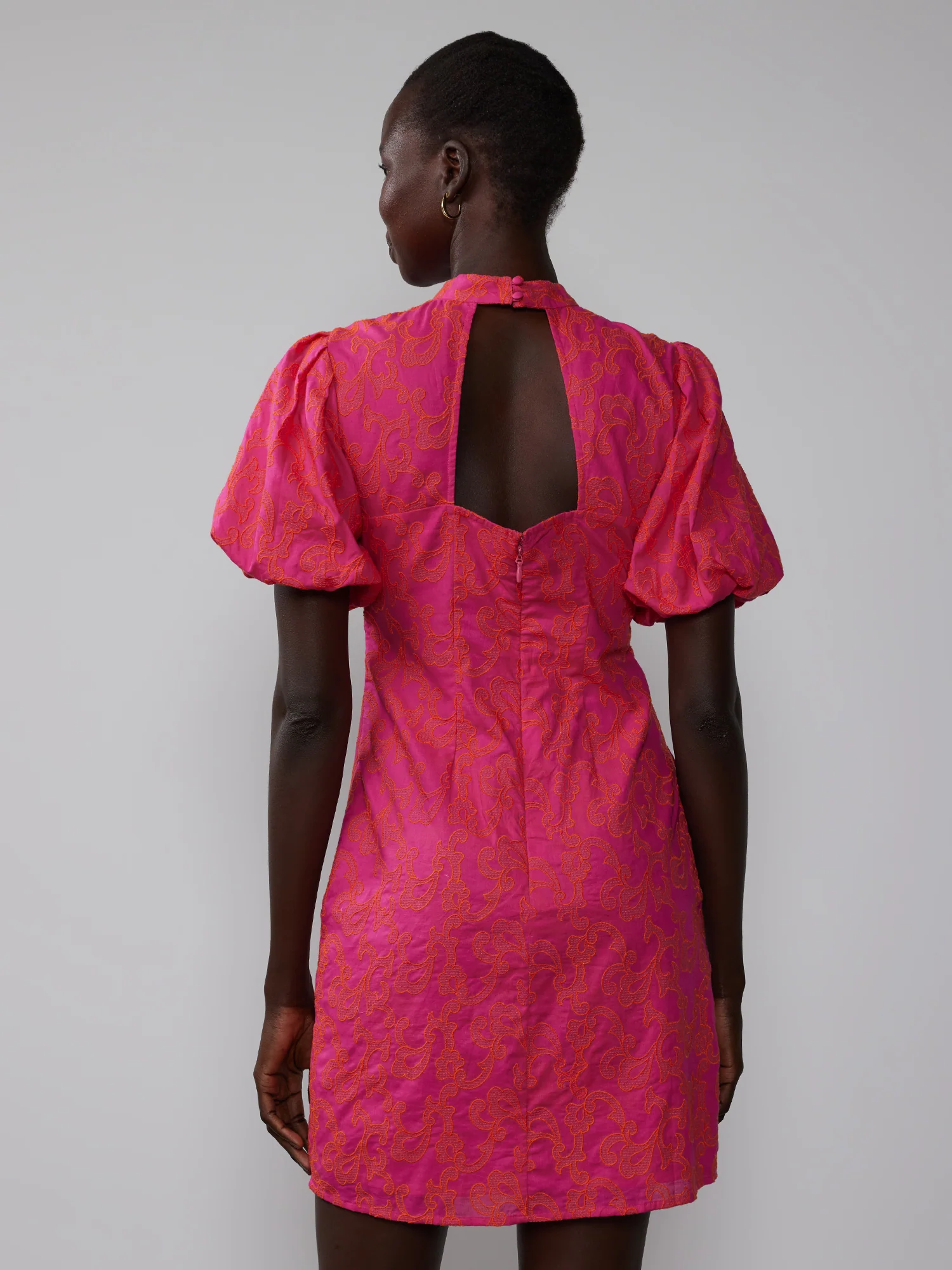Short Sleeve Jacquard Mini Dress - Image 3