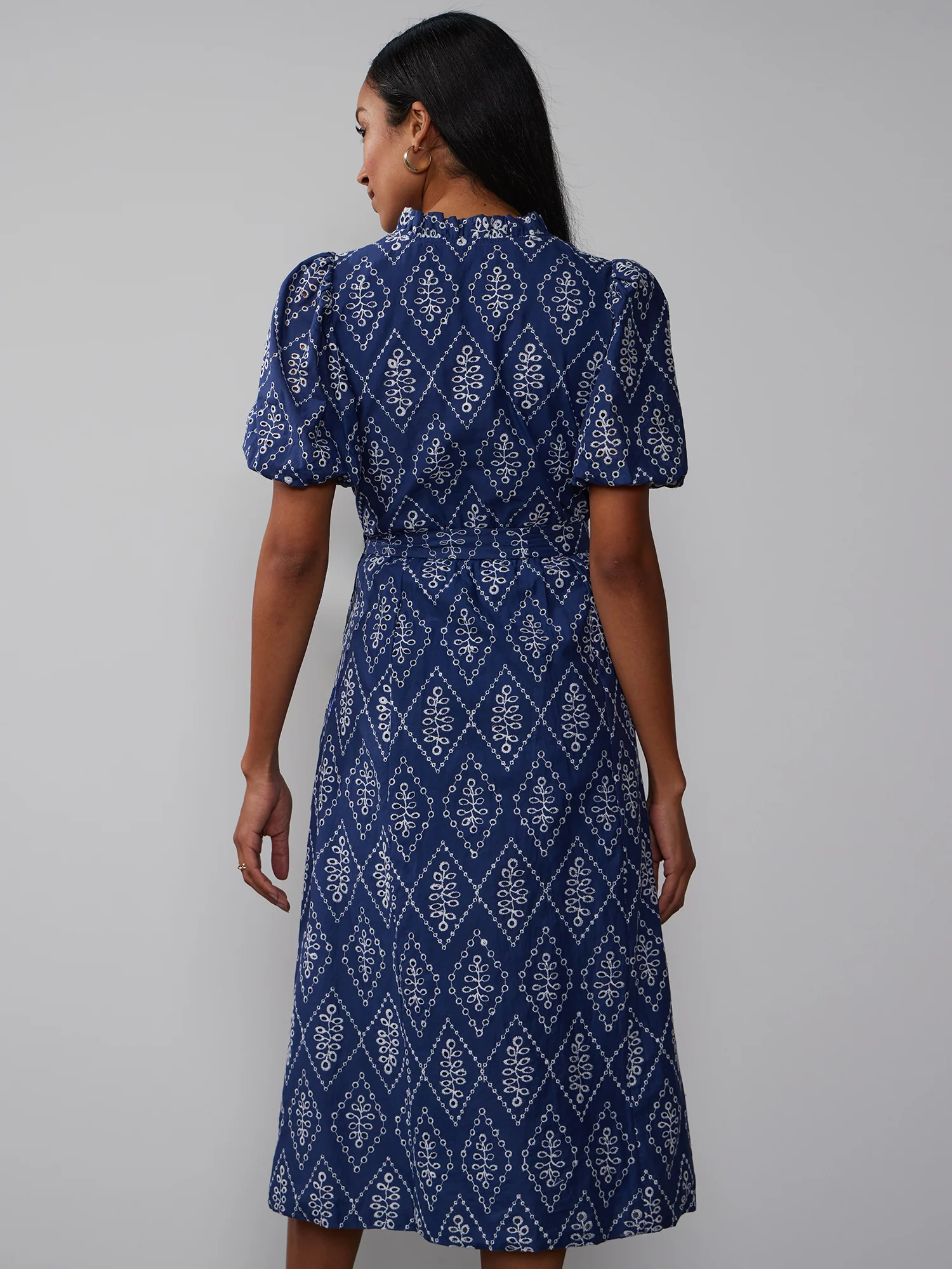 Short Sleeve Eyelet Wrap Dress - Image 3