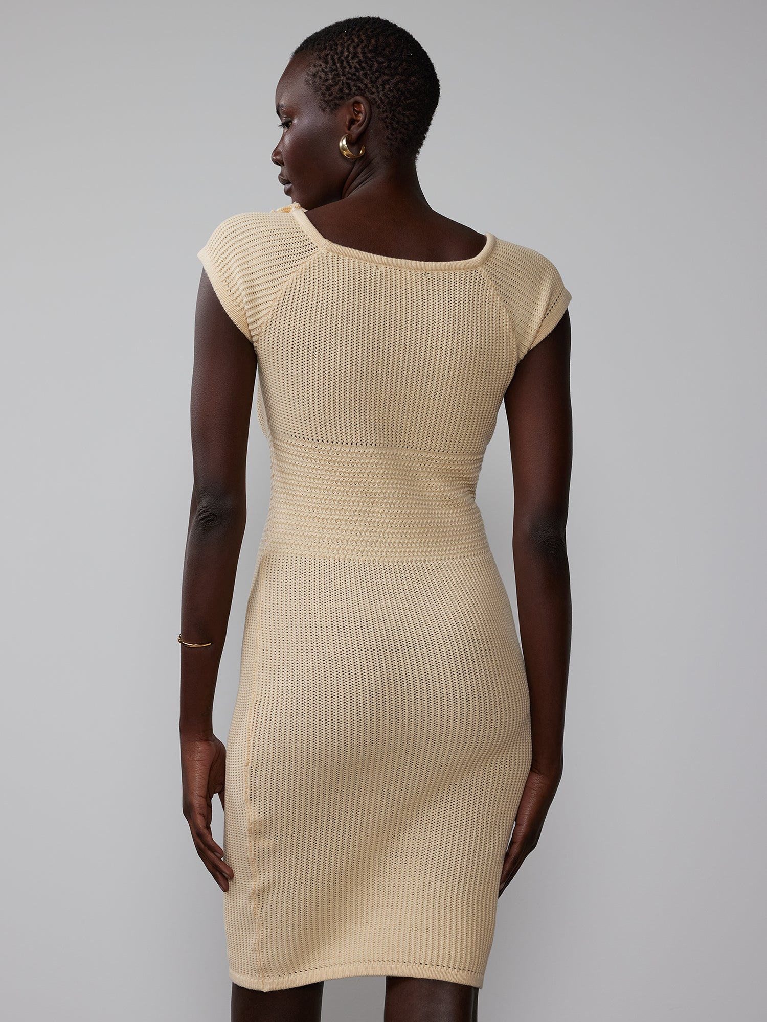 Short Sleeve Rosette Knit Dress - Image 3