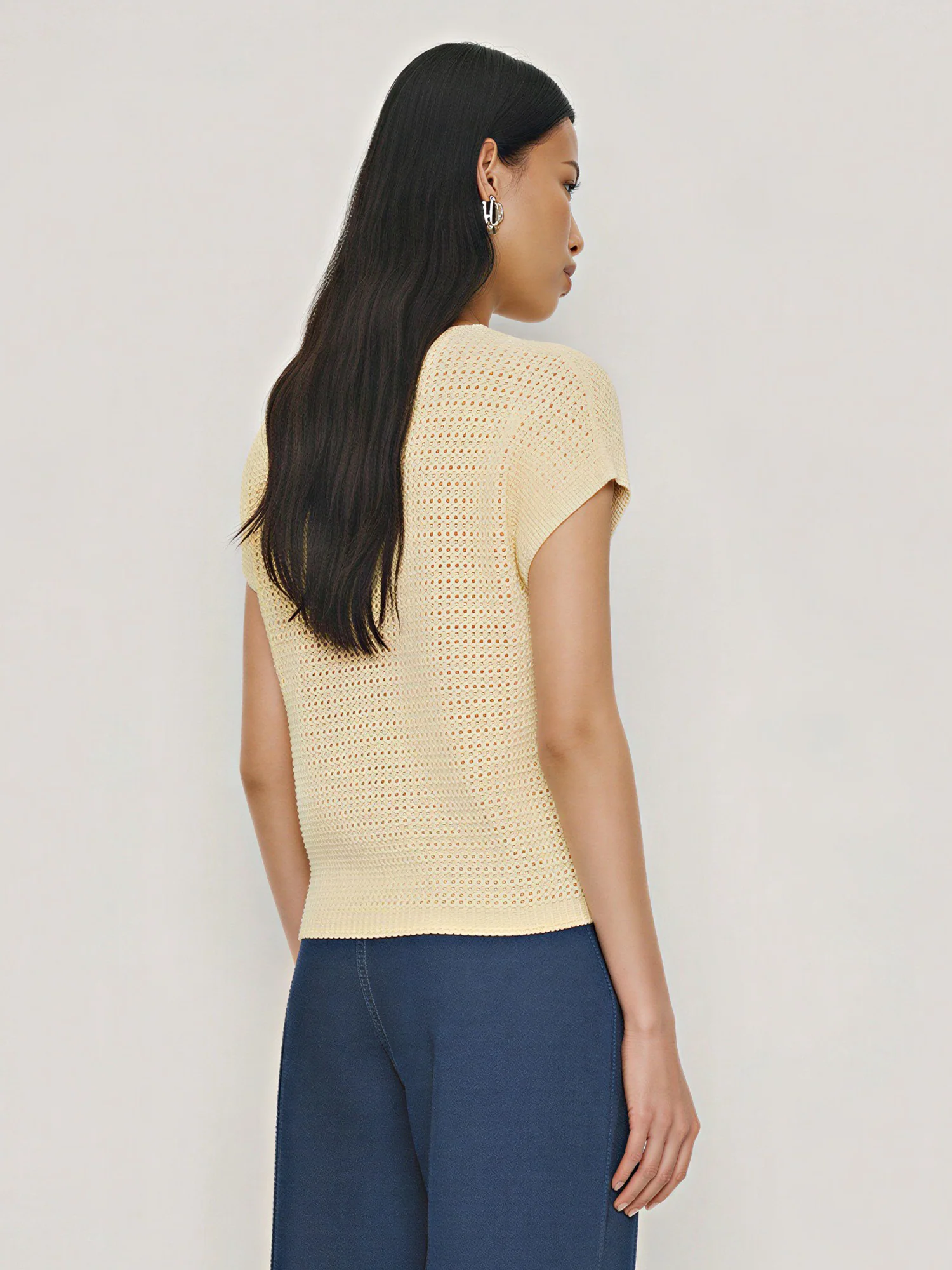 Short Sleeve Open Crochet Top - Image 4