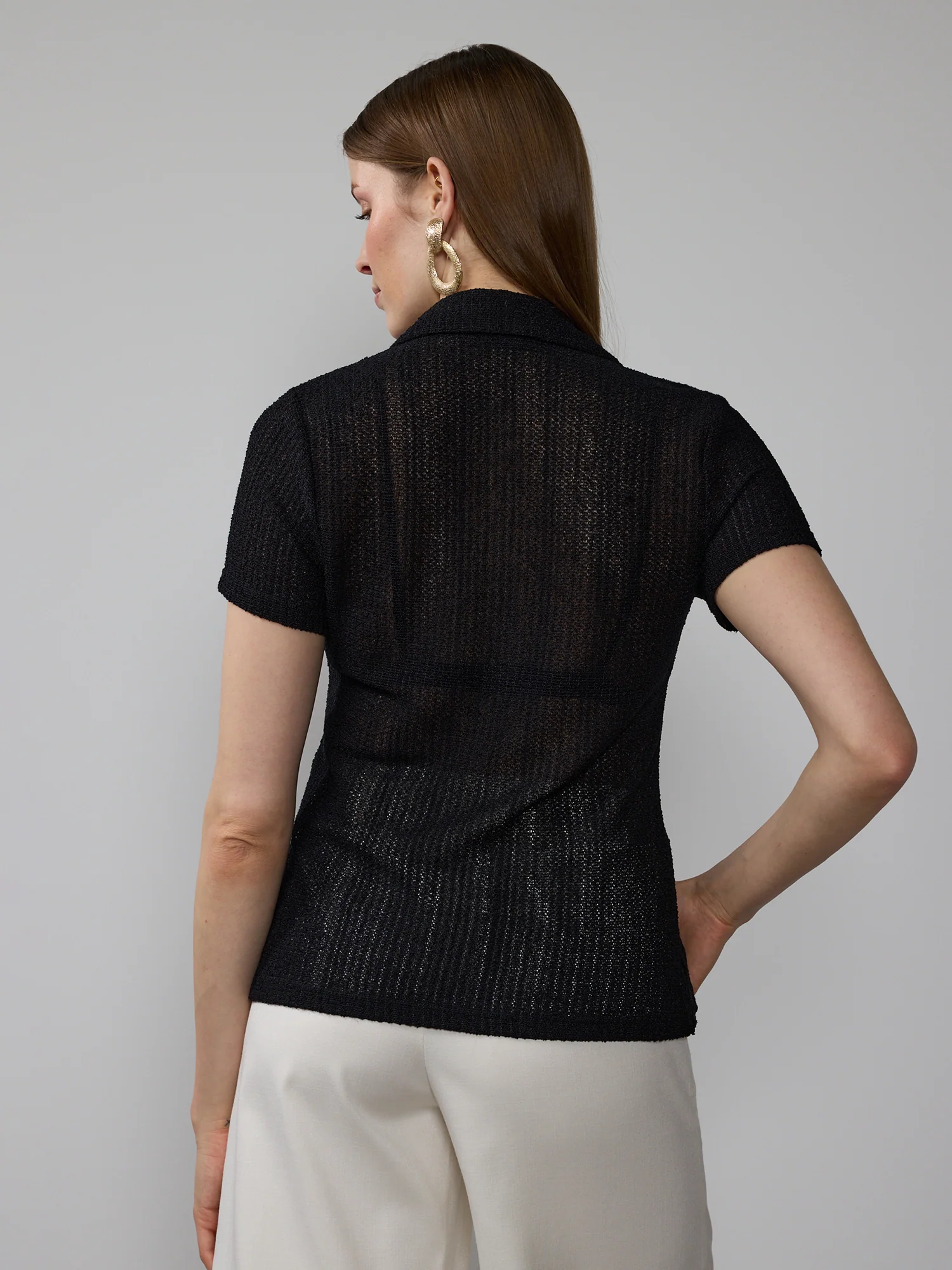 Open Knit Polo Tee - Image 3