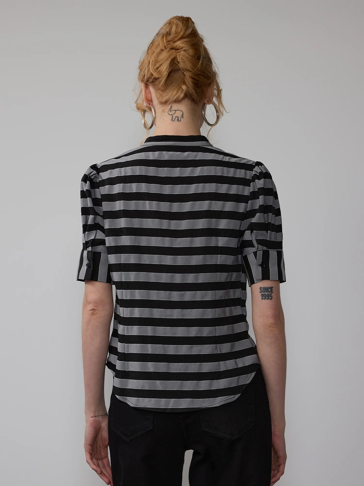 Puff Sleeve Striped Button Down Top - Image 3
