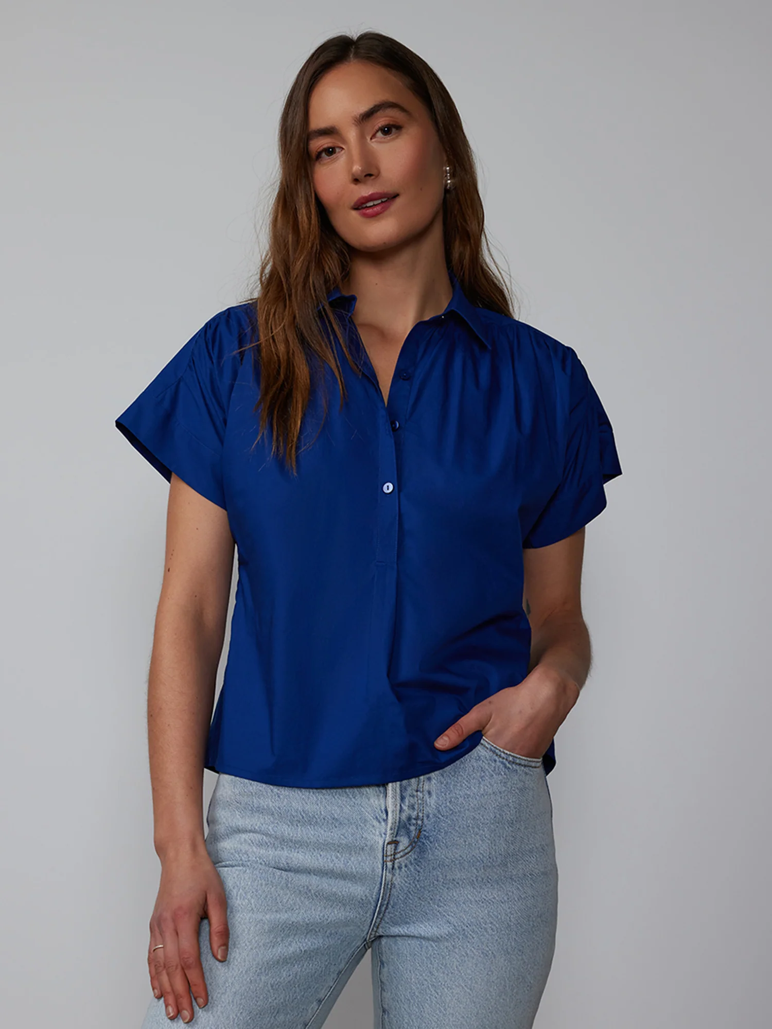 Shirred Shoulder Popover Shirt - Image 6