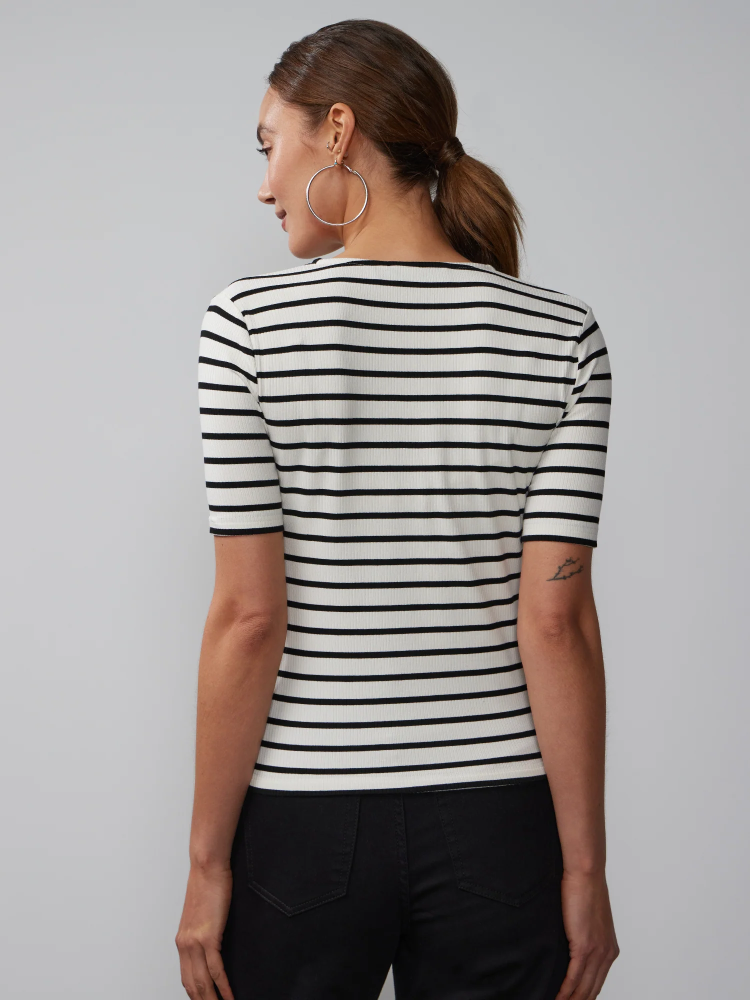 Striped Ribbed Henley Top - Image 3