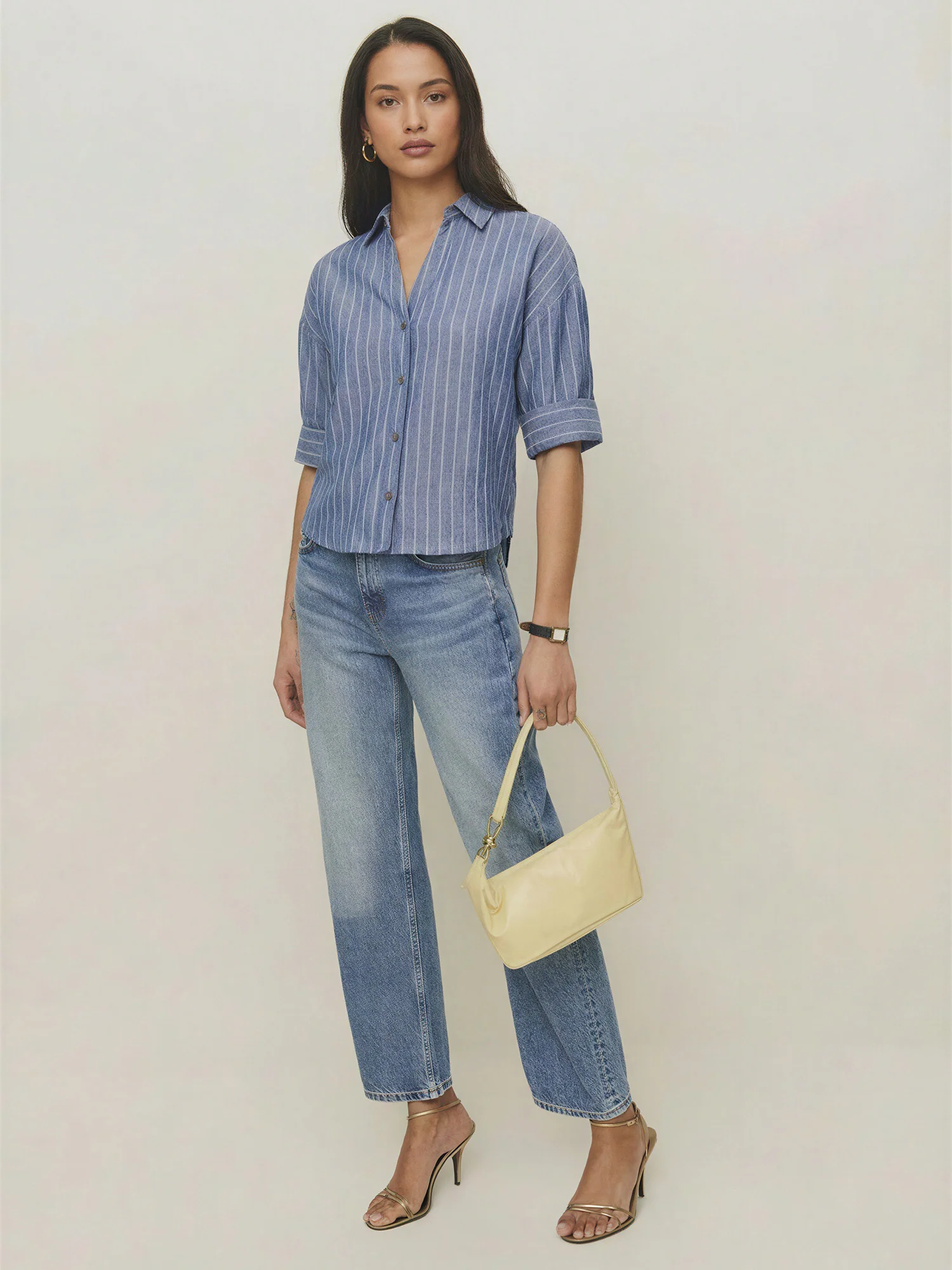 Short Sleeve Striped Button Down Shirt - Image 2