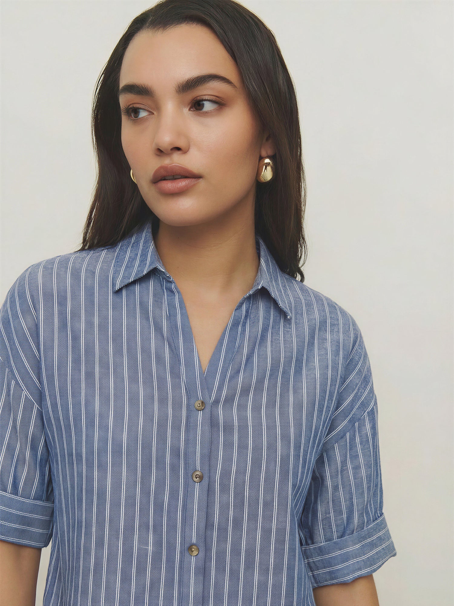 Short Sleeve Striped Button Down Shirt - Image 3