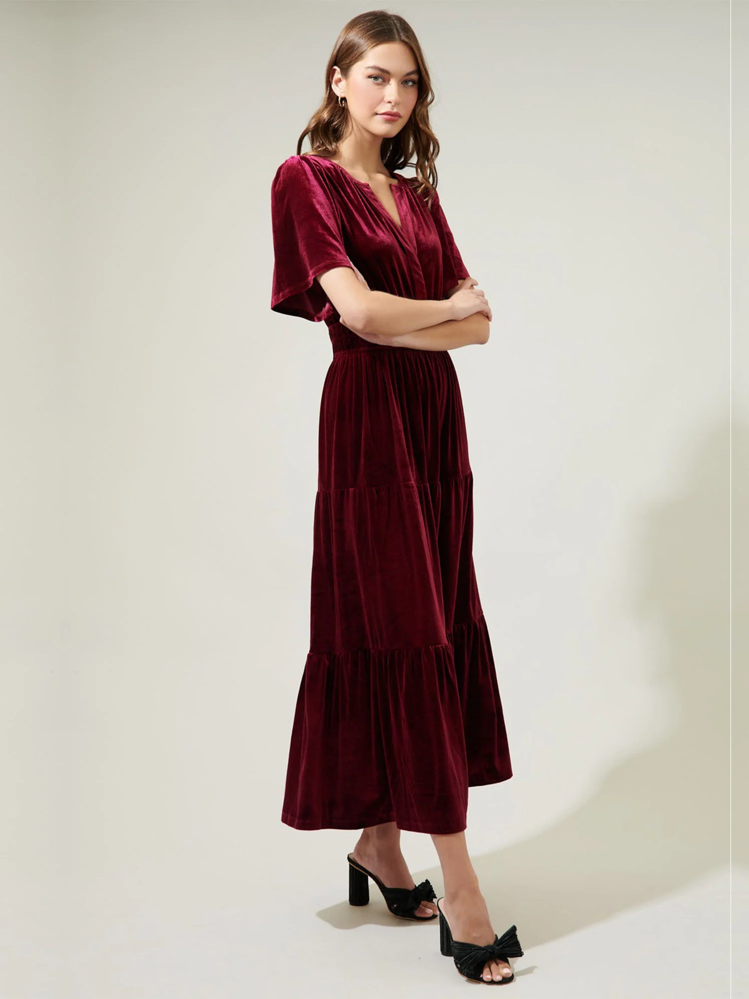 Sugarlips Velvet Tiered Midi Dress - Brands We Love - Image 3