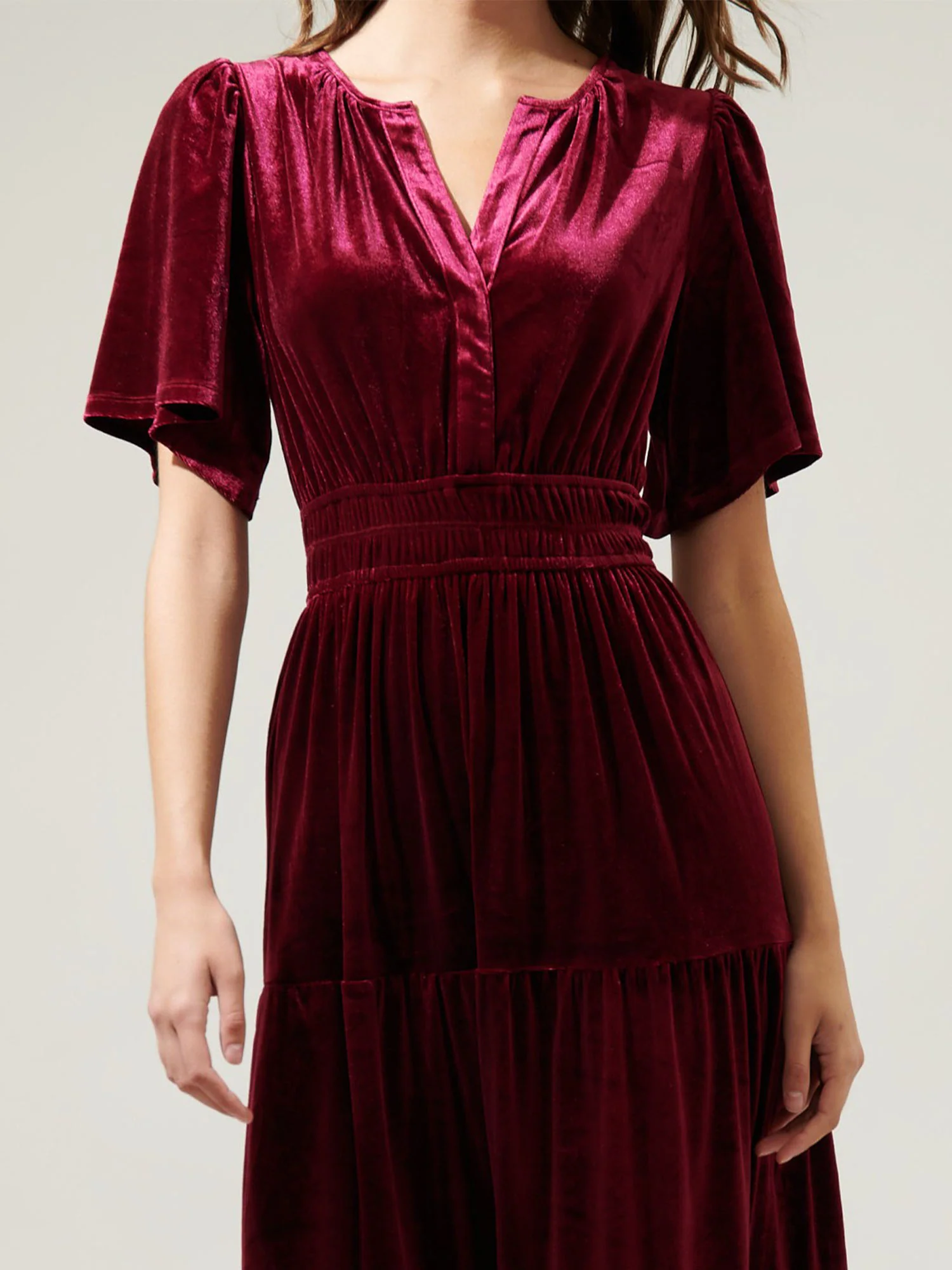 Sugarlips Velvet Tiered Midi Dress - Brands We Love - Image 4