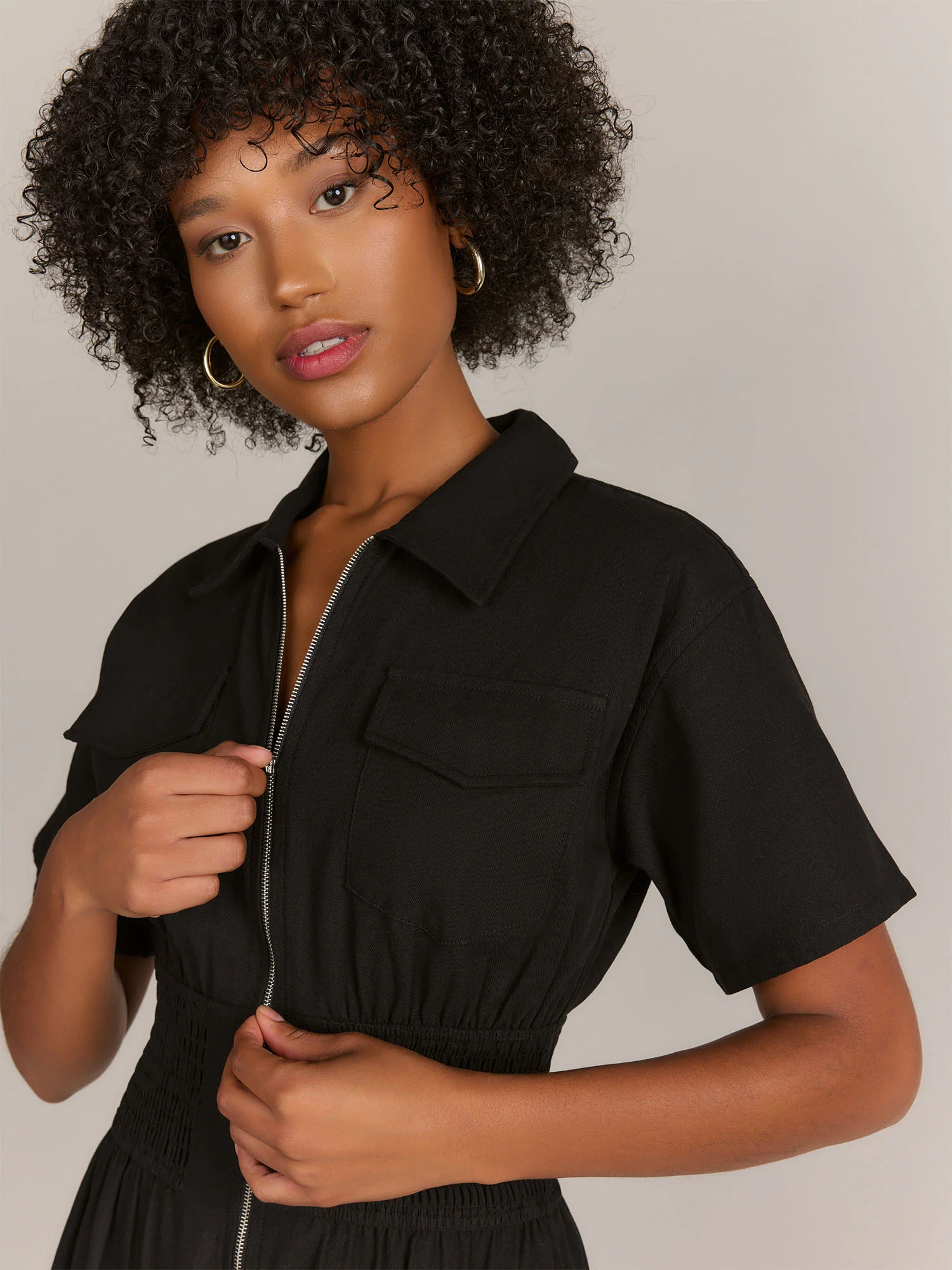 Gilli Short Sleeve Zip Front Midi Dress - Brands We Love - Image 2