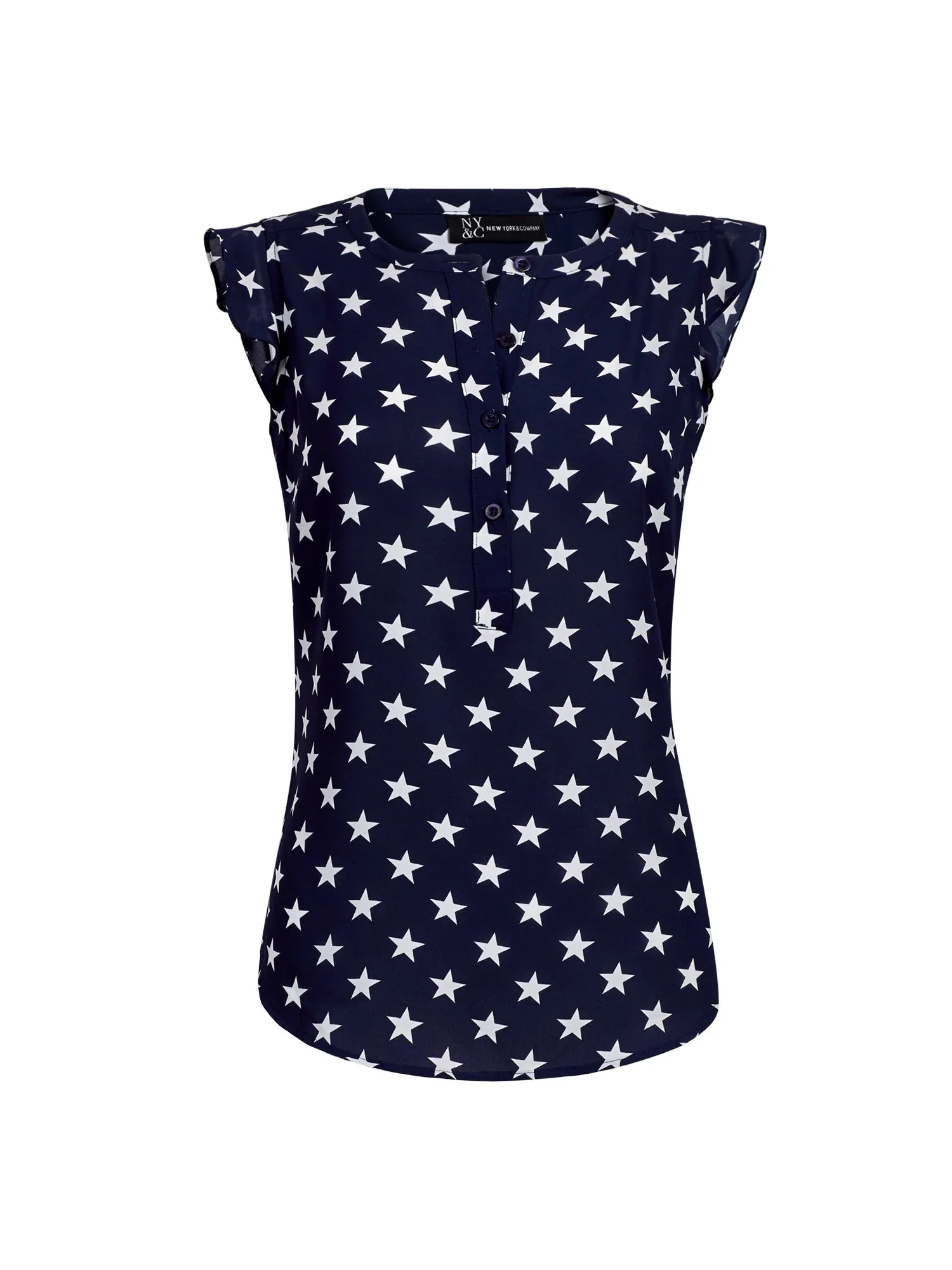 Star-Print Flutter-Sleeve Blouse