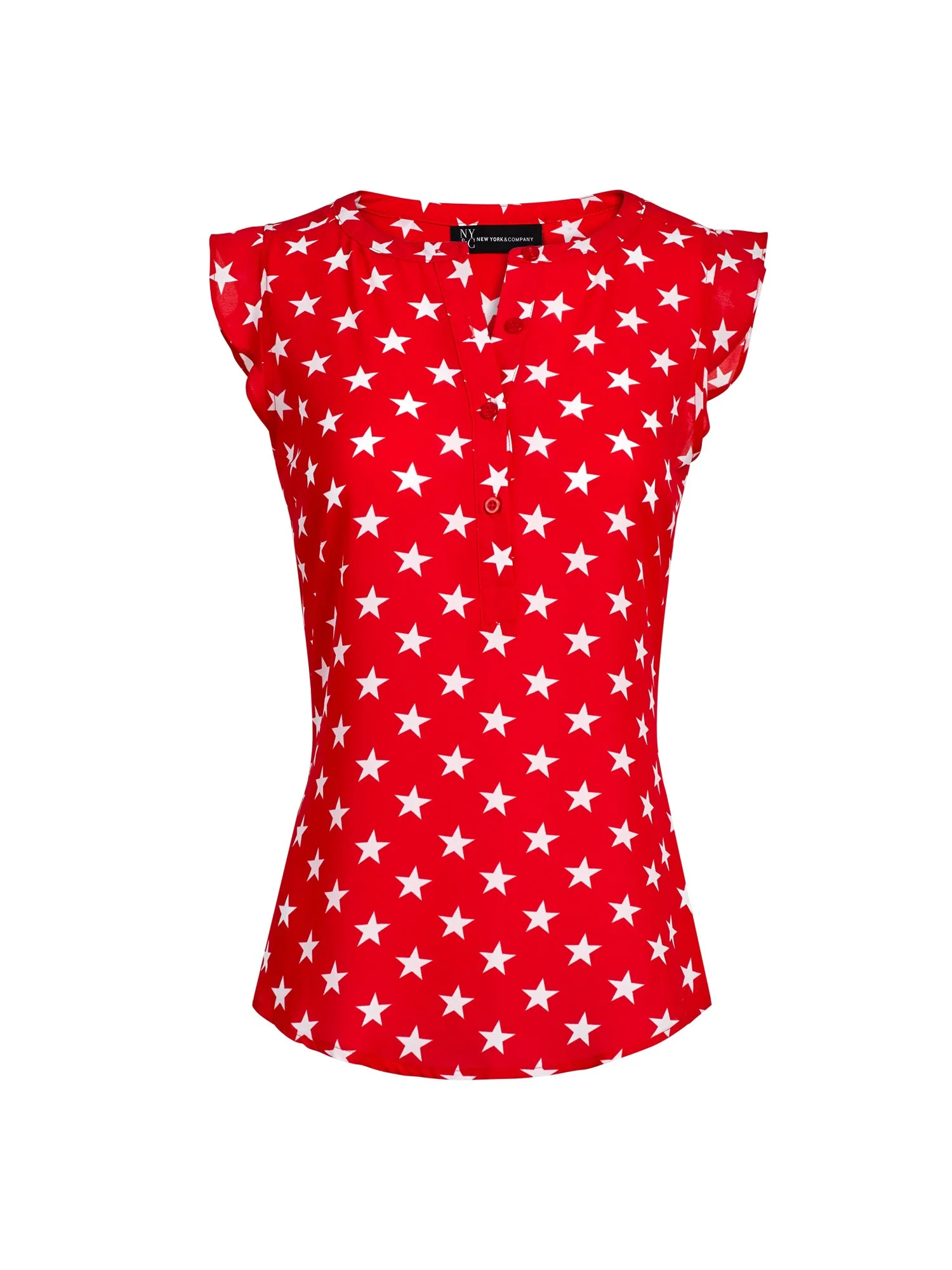Star-Print Flutter-Sleeve Blouse - Image 5