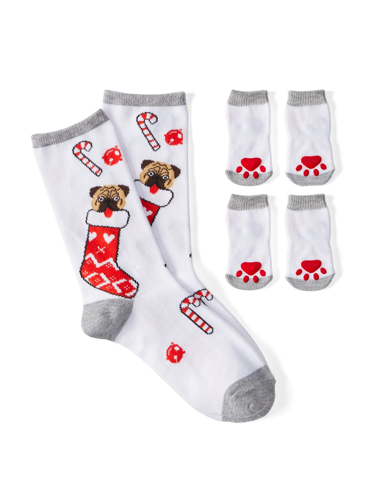 Stocking-Print Matching Mom & Dog Socks Set