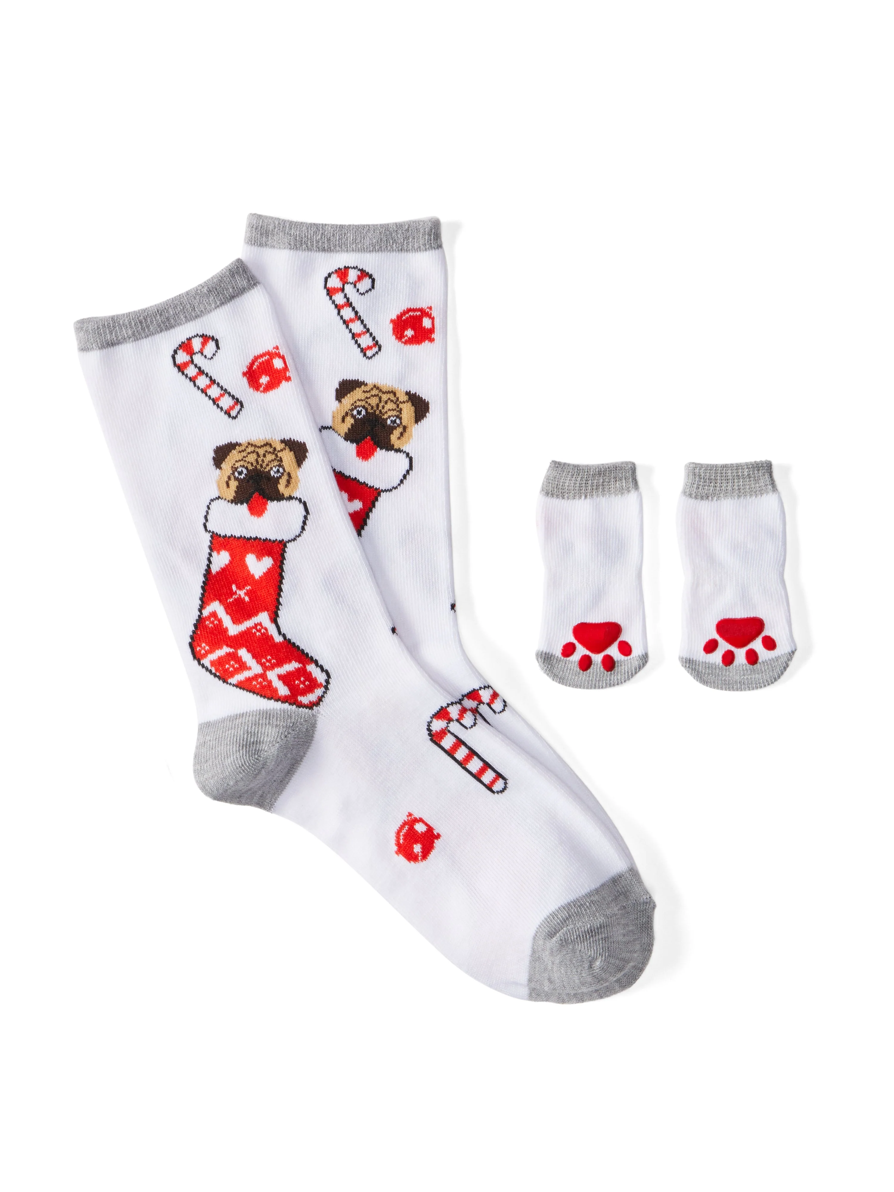 Stocking-Print Matching Mom & Dog Socks Set - Image 2