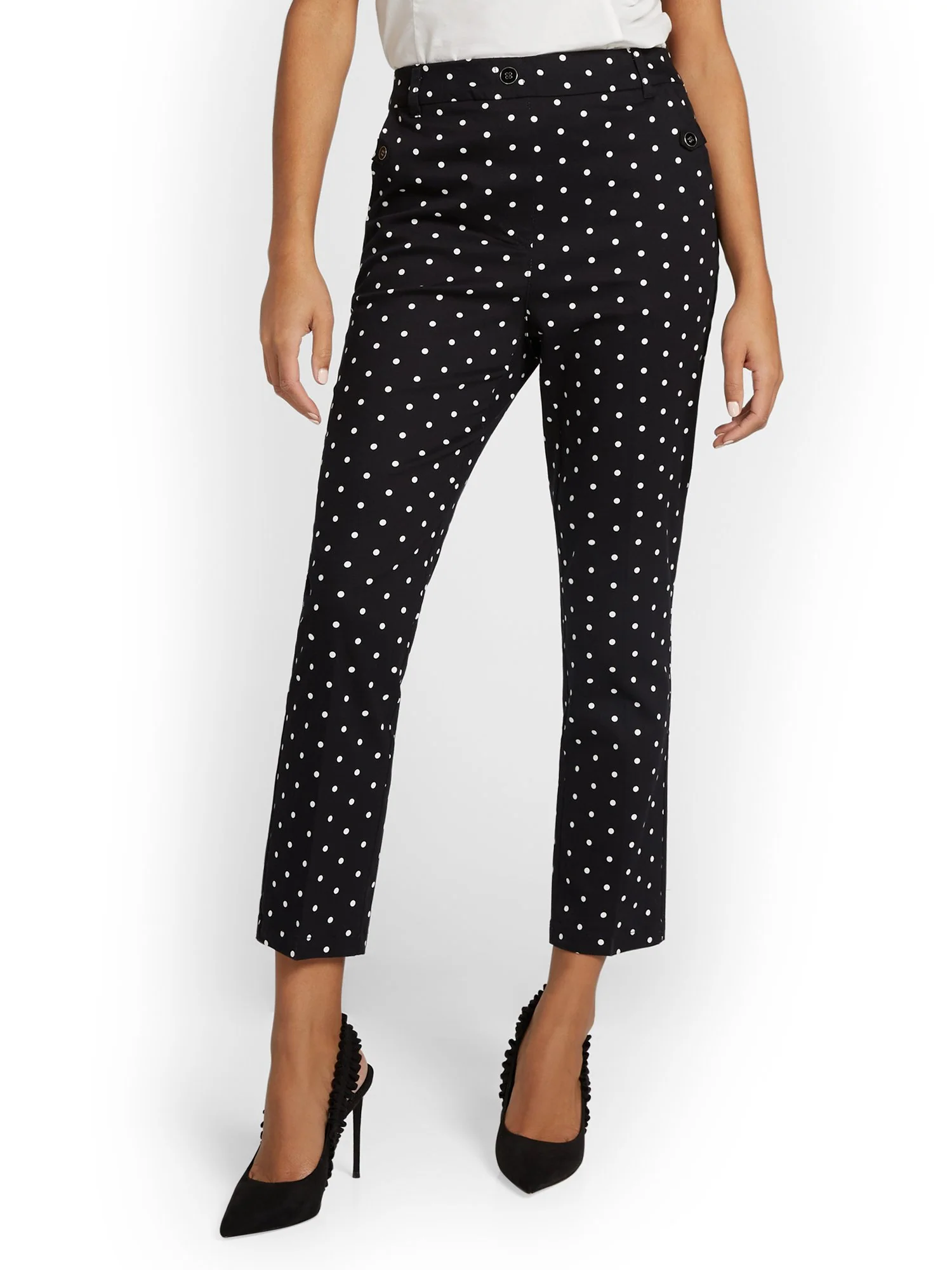 Straight-Leg High-Waisted Polka-Dot Ankle Pant - NY&Chic Collection - Image 2