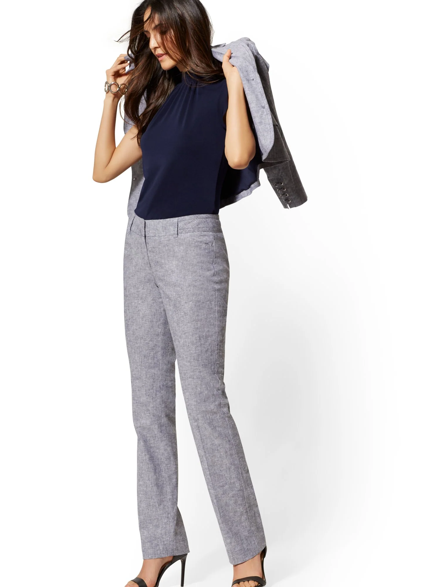 Straight Leg Pant - Signature Fit - City Stretch Linen Flex - 7th Avenue - Image 7