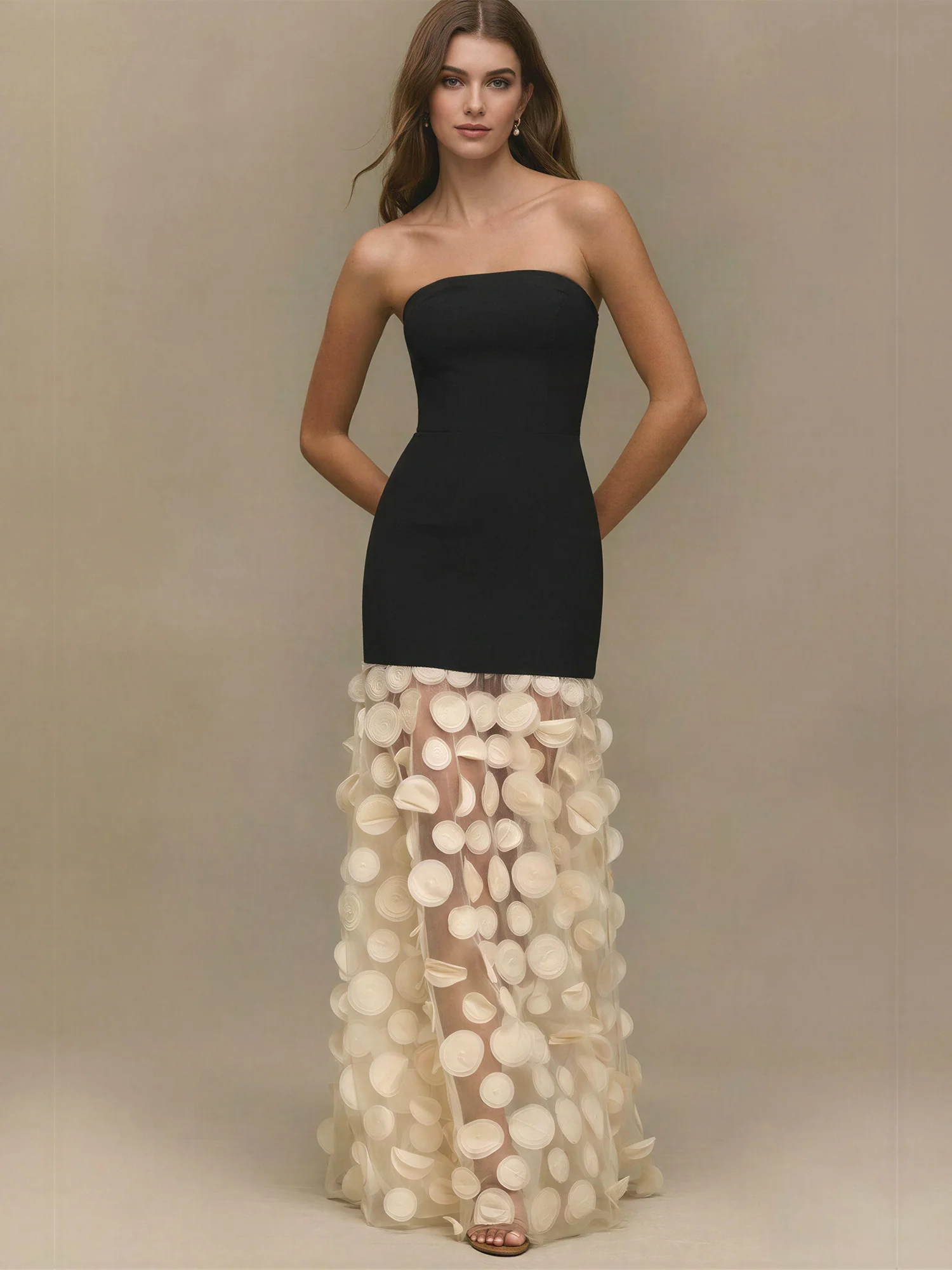 Strapless 3D Circle Gown