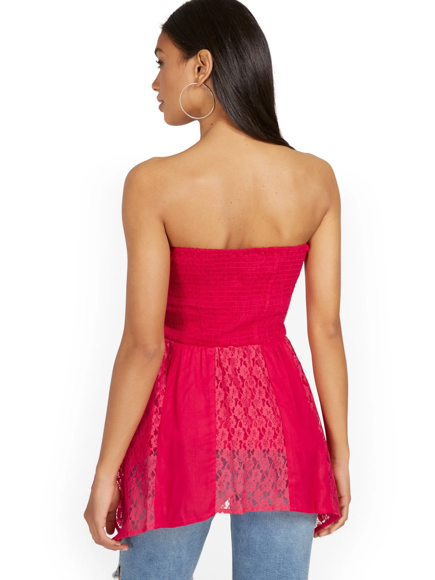 Strapless Lace-Up Sharkbite Top - Image 3