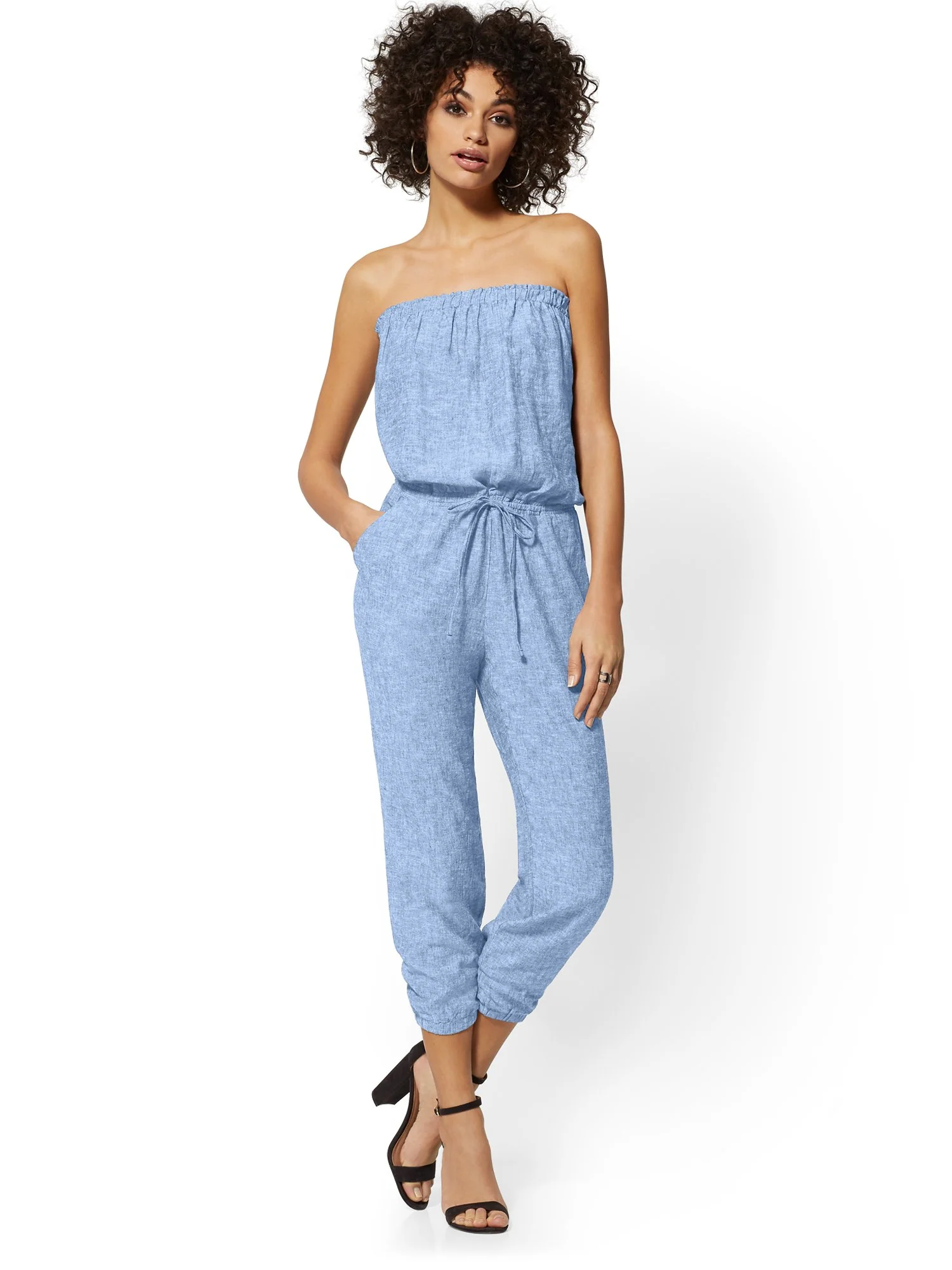 Strapless Linen-Blend Jumpsuit - Image 5