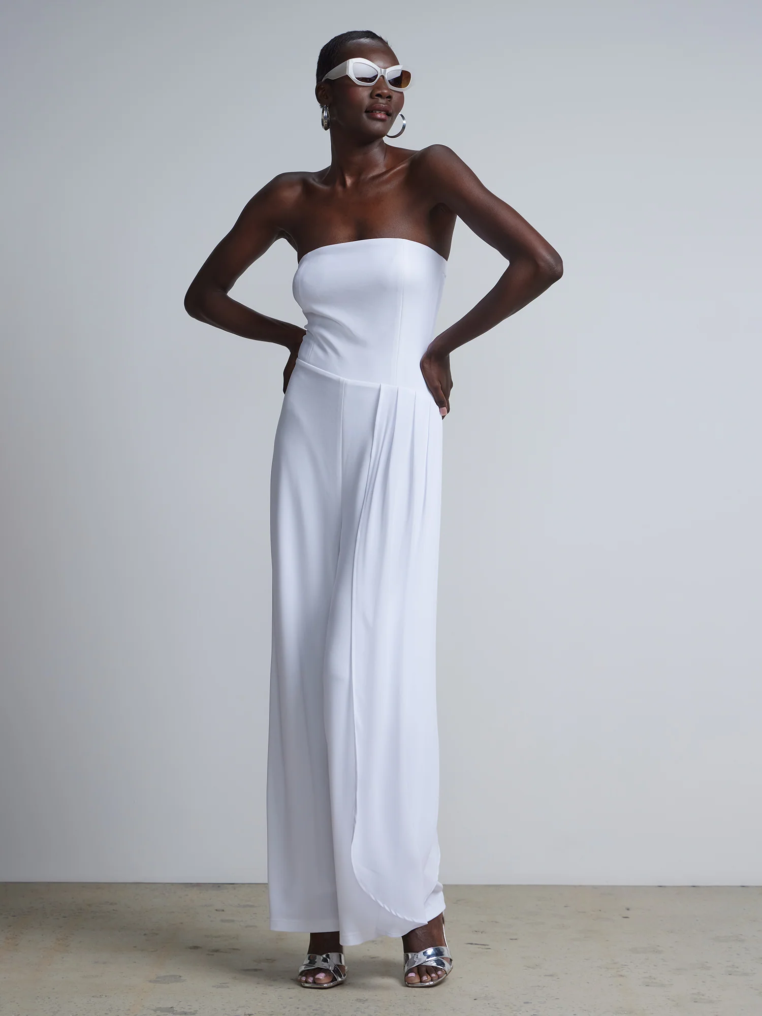 Strapless Overlay Wide-Leg Jumpsuit - Image 4