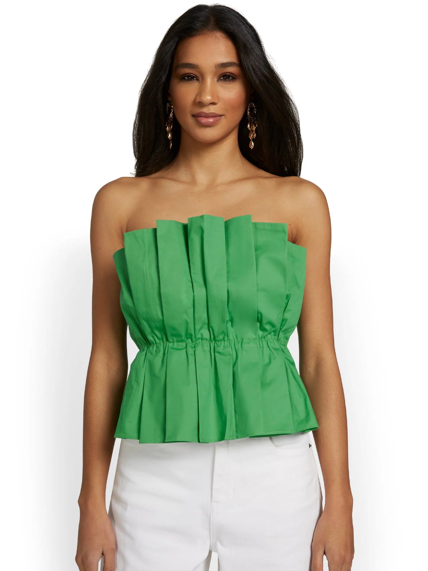 Do+Be Strapless Pleated Poplin Top - Brands We Love - Image 2