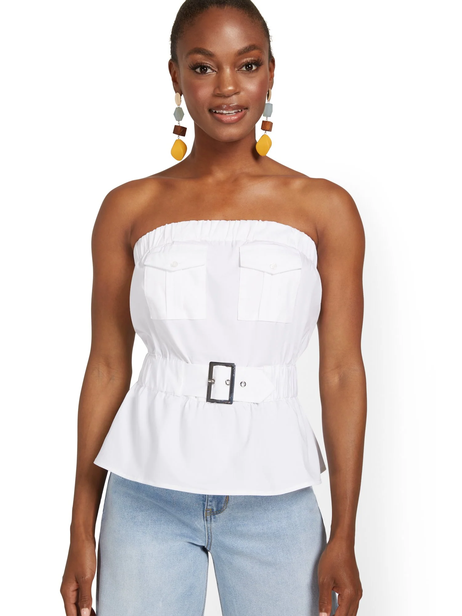 Strapless Poplin Top - Image 2